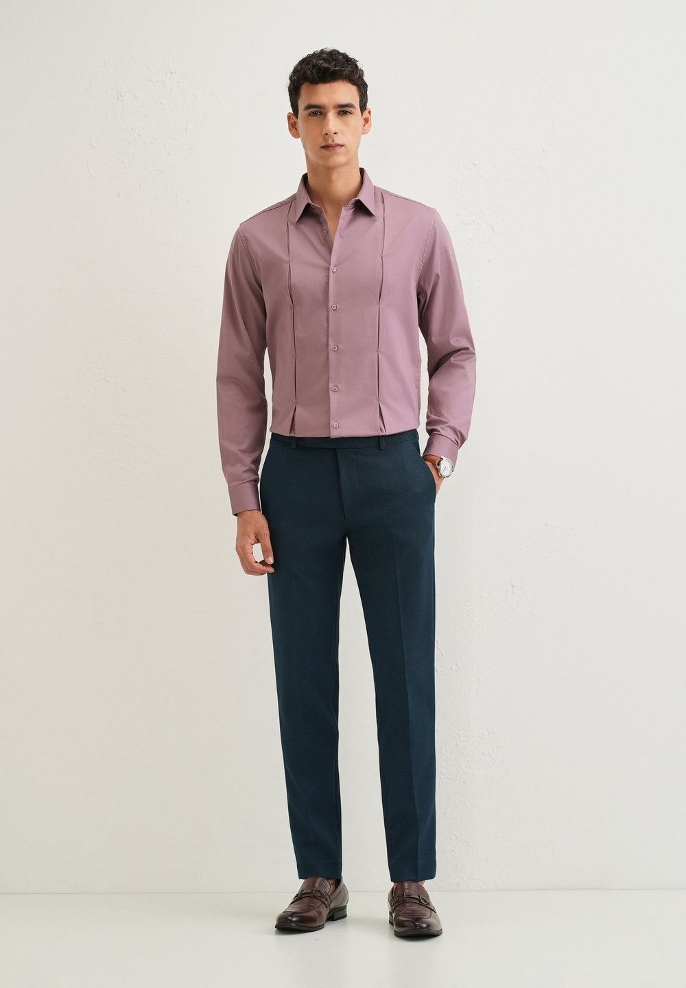Twilight Lavender Front Panel Open Pleat Shirt