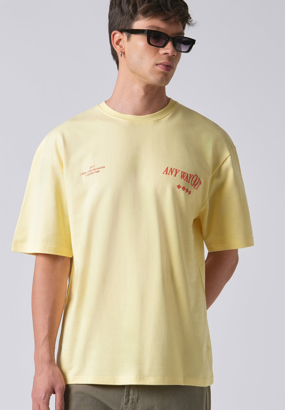 Typography Yellow Oversized T-shirt
