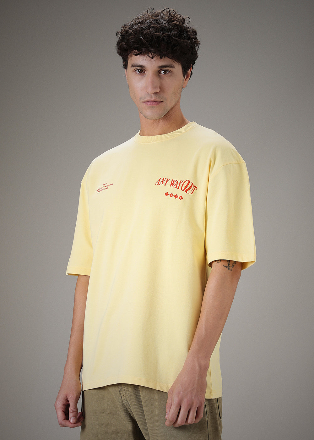 Typography Yellow Oversized T-shirt