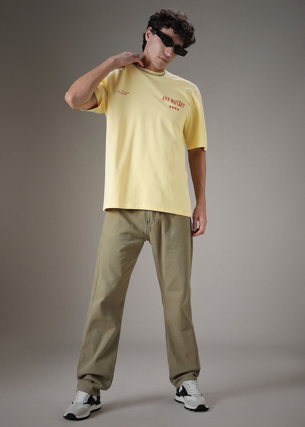 Typography Yellow Oversized T-shirt