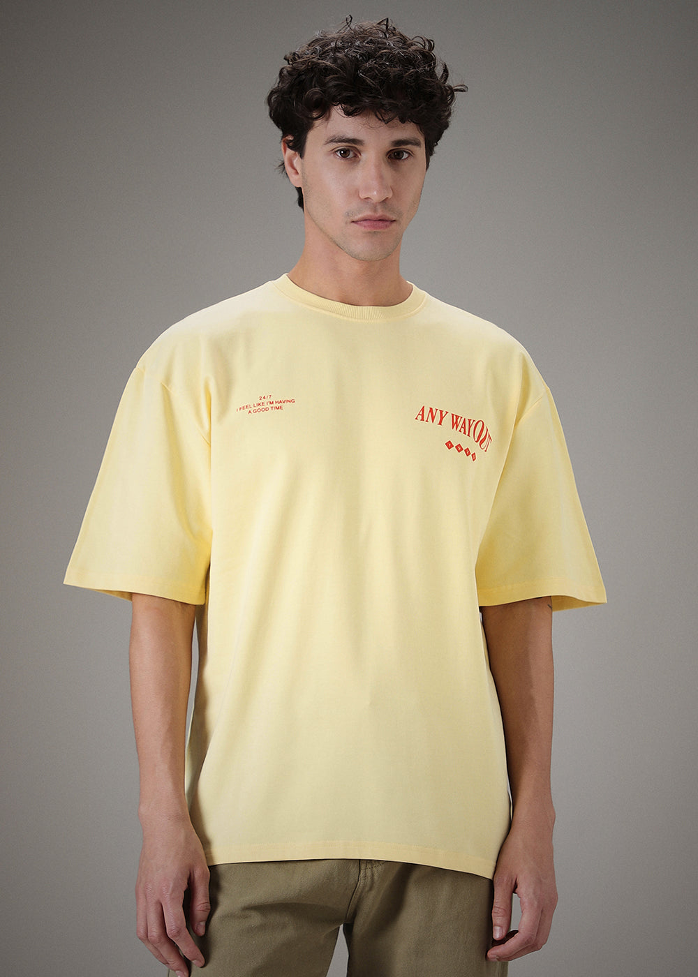 Typography Yellow Oversized T-shirt