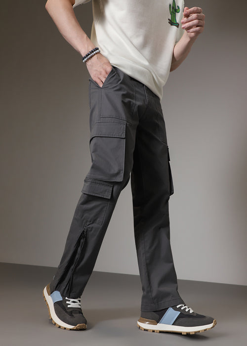 Urban Grey Zipper Cargo Pant