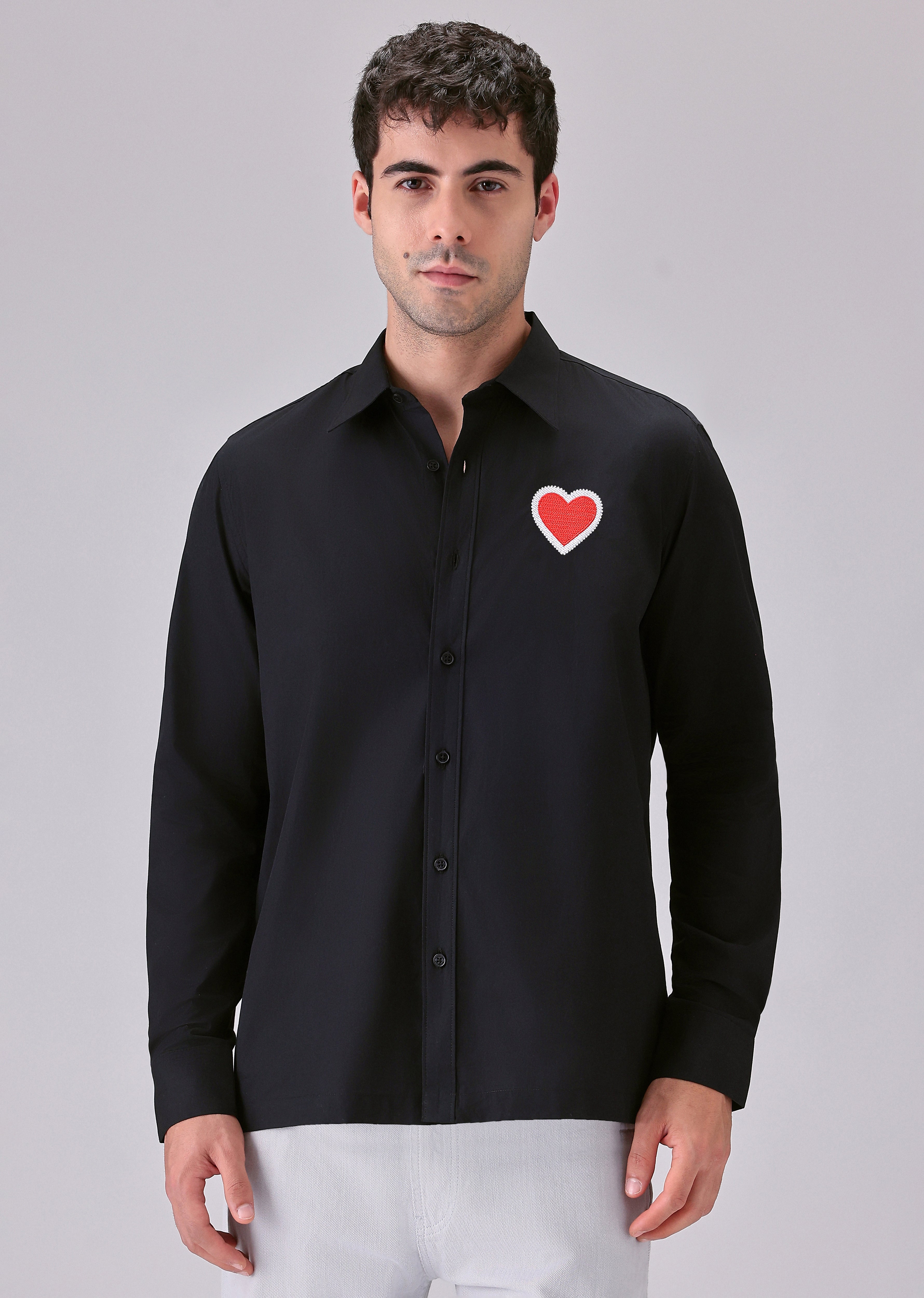 Valentine Heart Black Designer Shirt