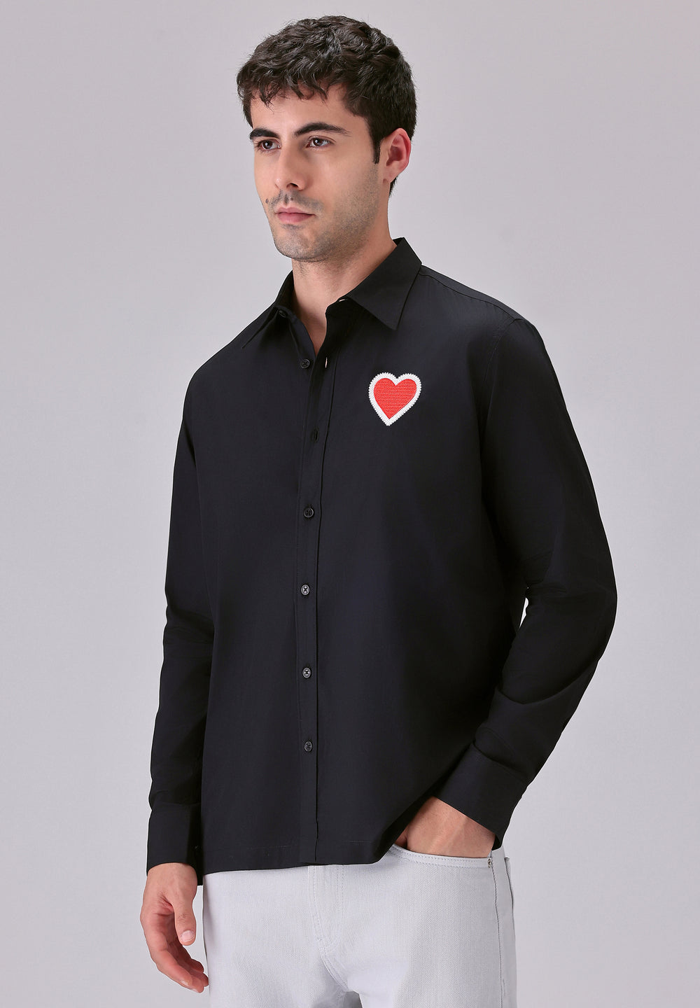 Valentine Heart Black Designer Shirt