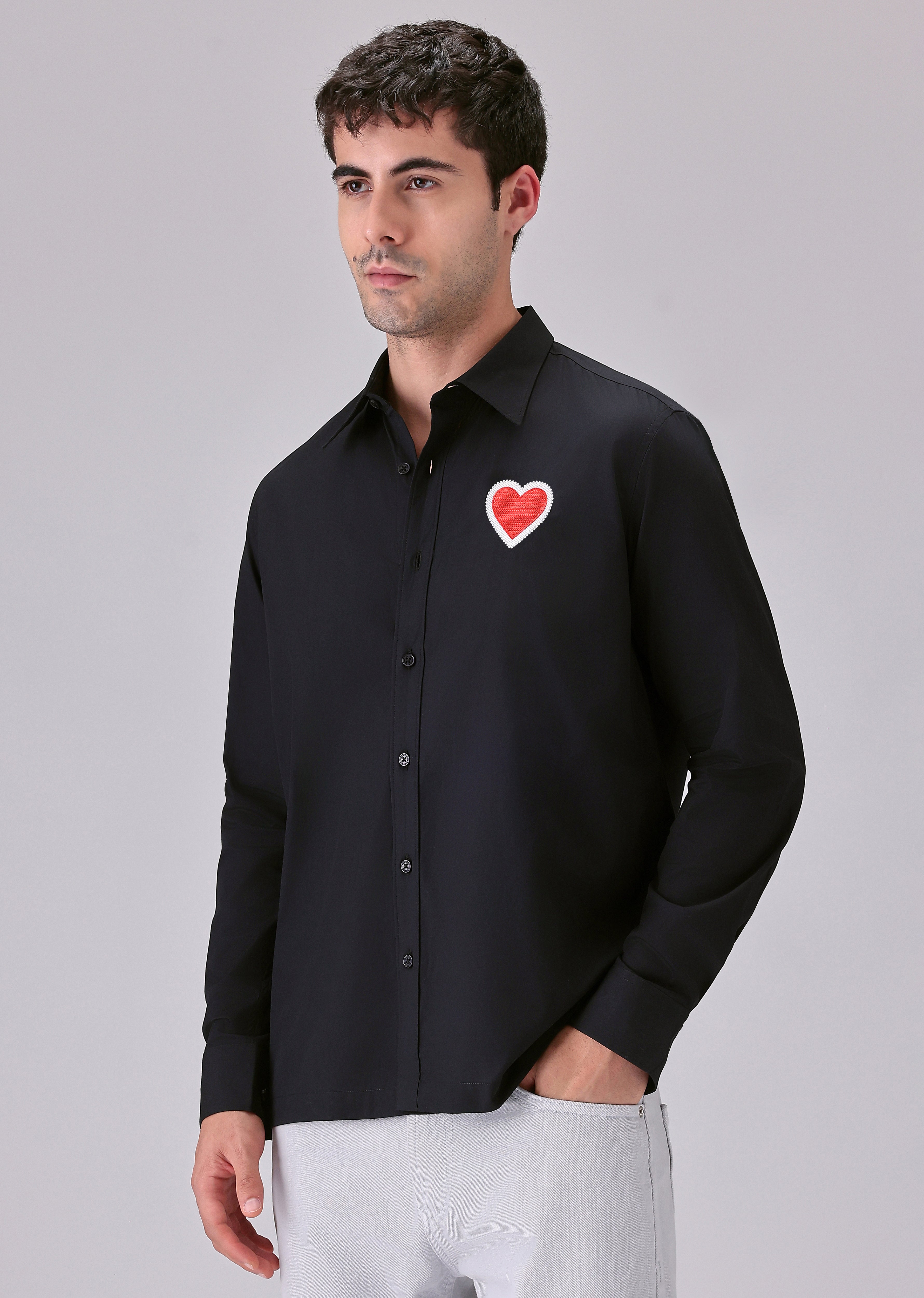 Valentine Heart Black Designer Shirt