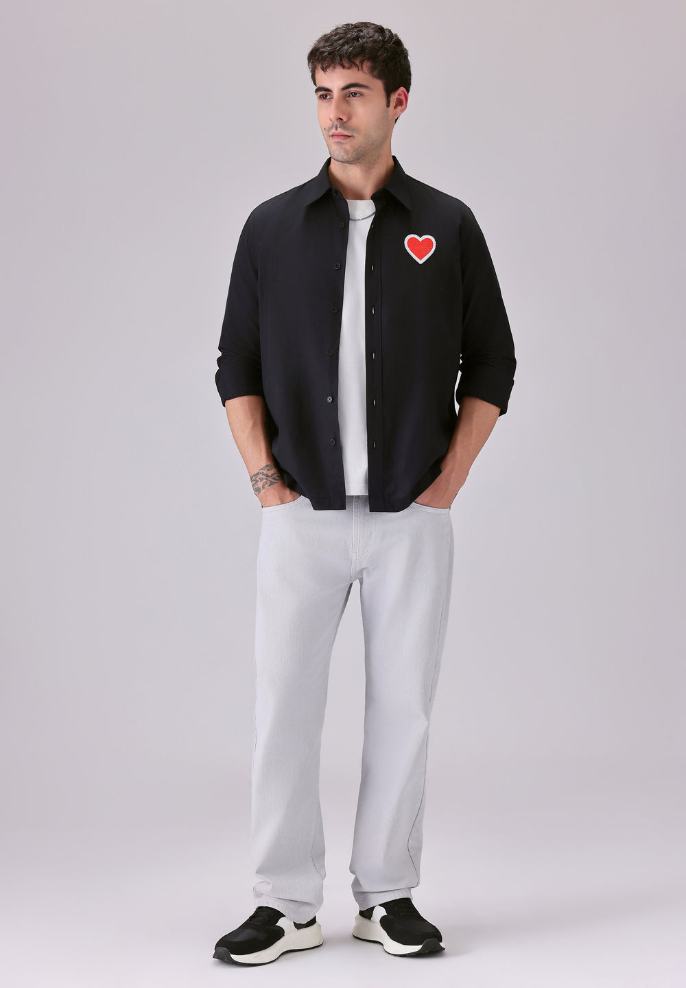 Valentine Heart Black Designer Shirt