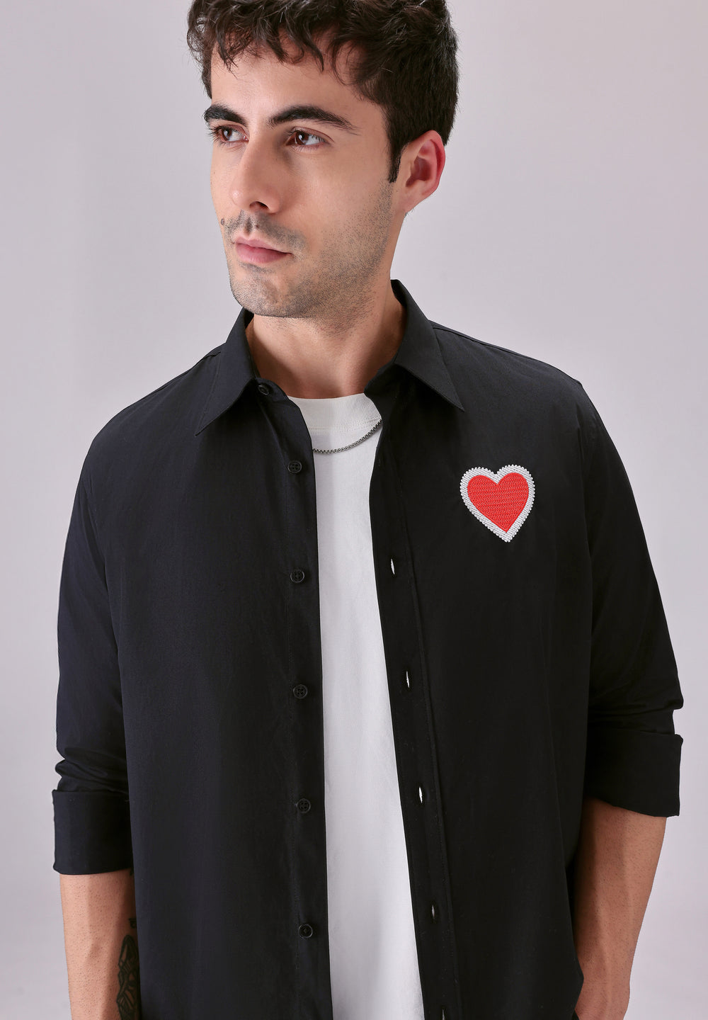 Valentine Heart Black Designer Shirt