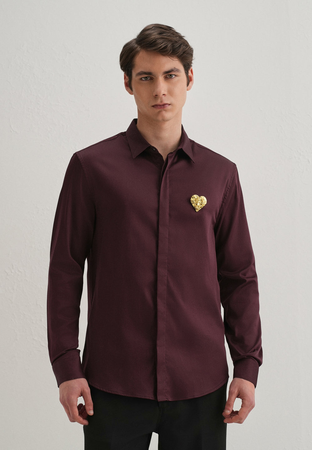 Valentine Heart Brooch Wine Designer Shirt