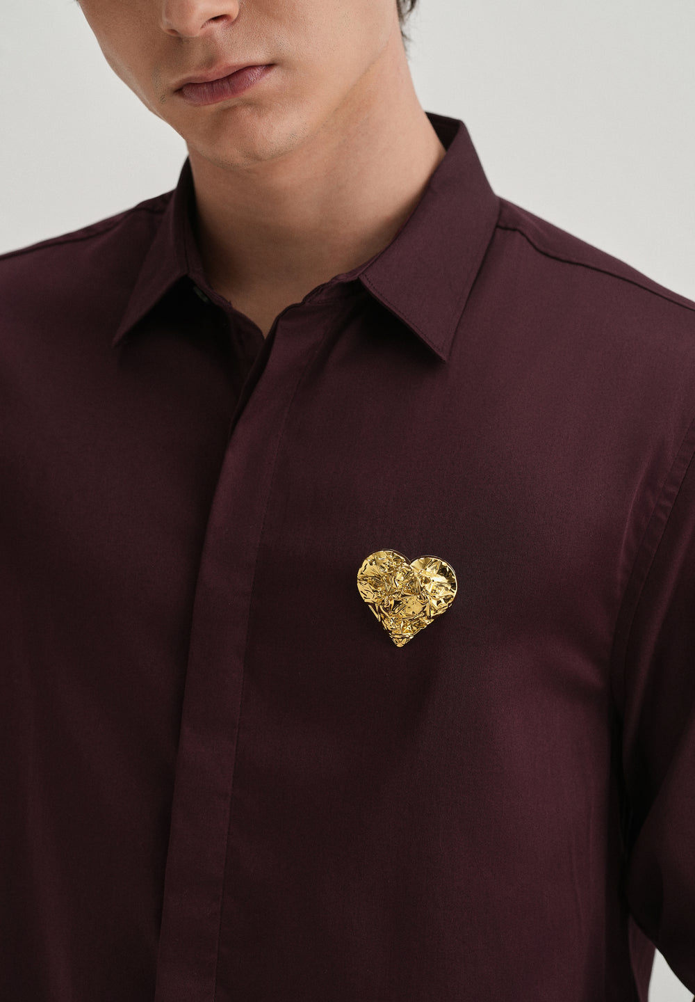 Valentine Heart Brooch Wine Designer Shirt