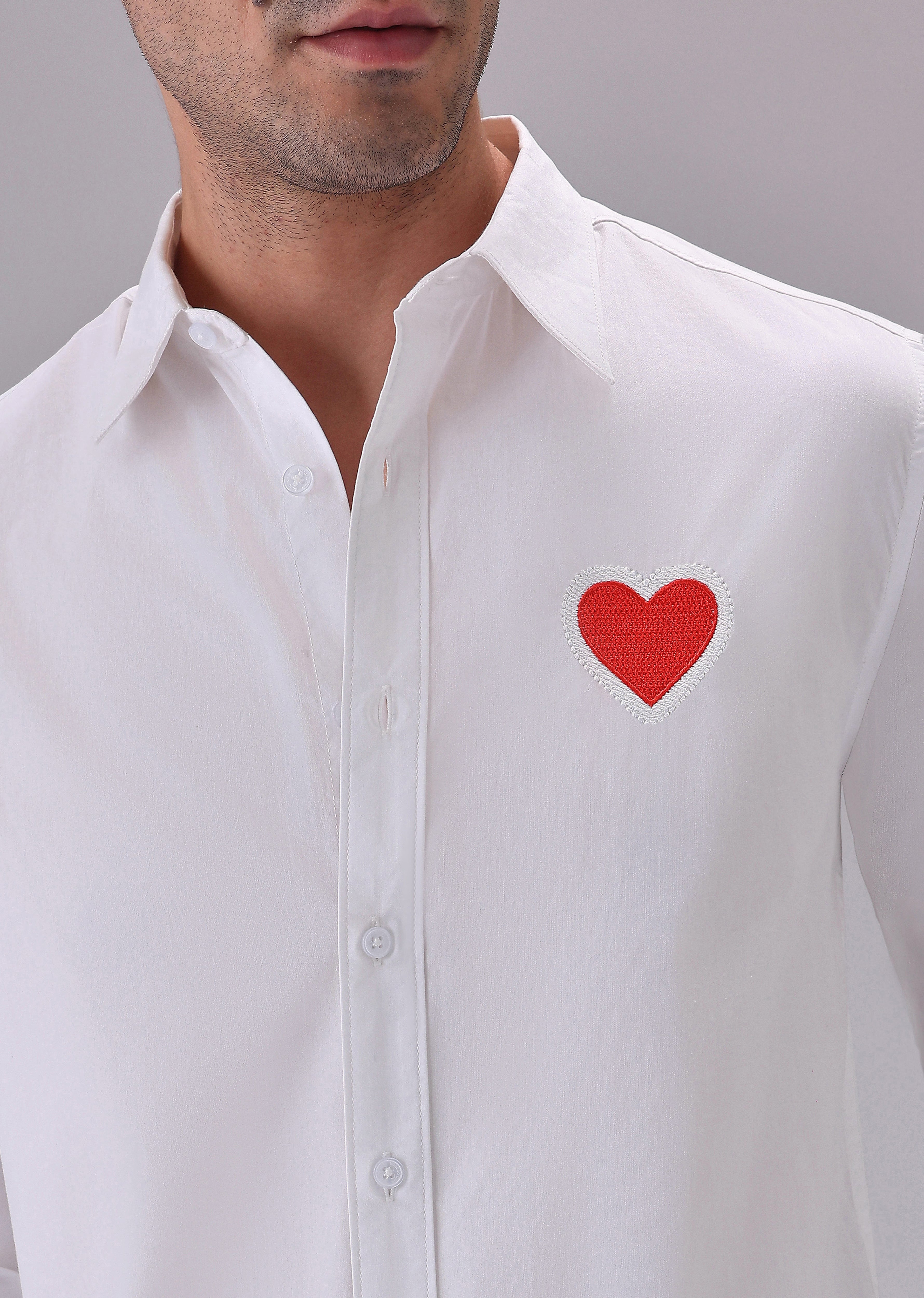 Valentine Heart White Designer Shirt