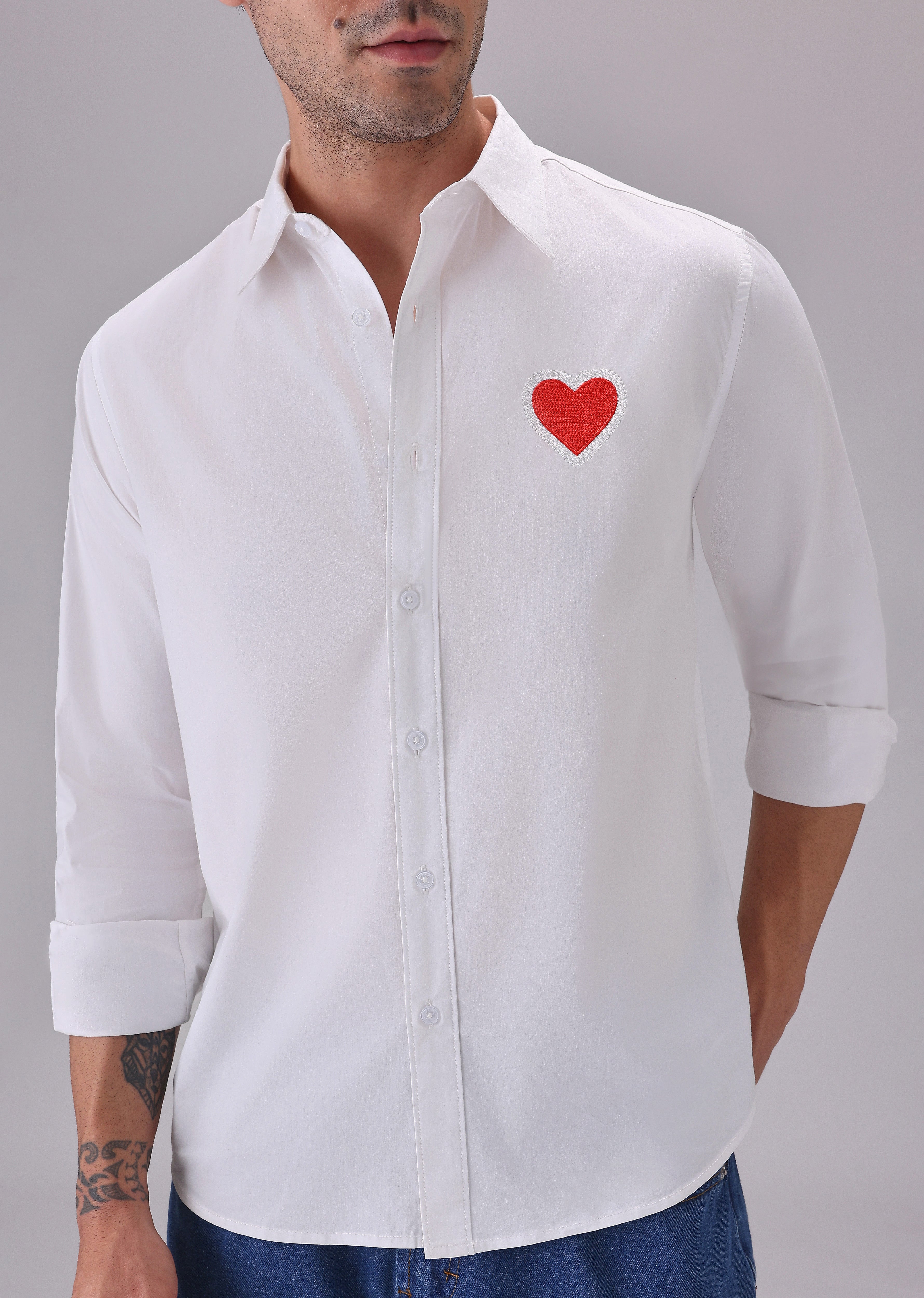 Valentine Heart White Designer Shirt