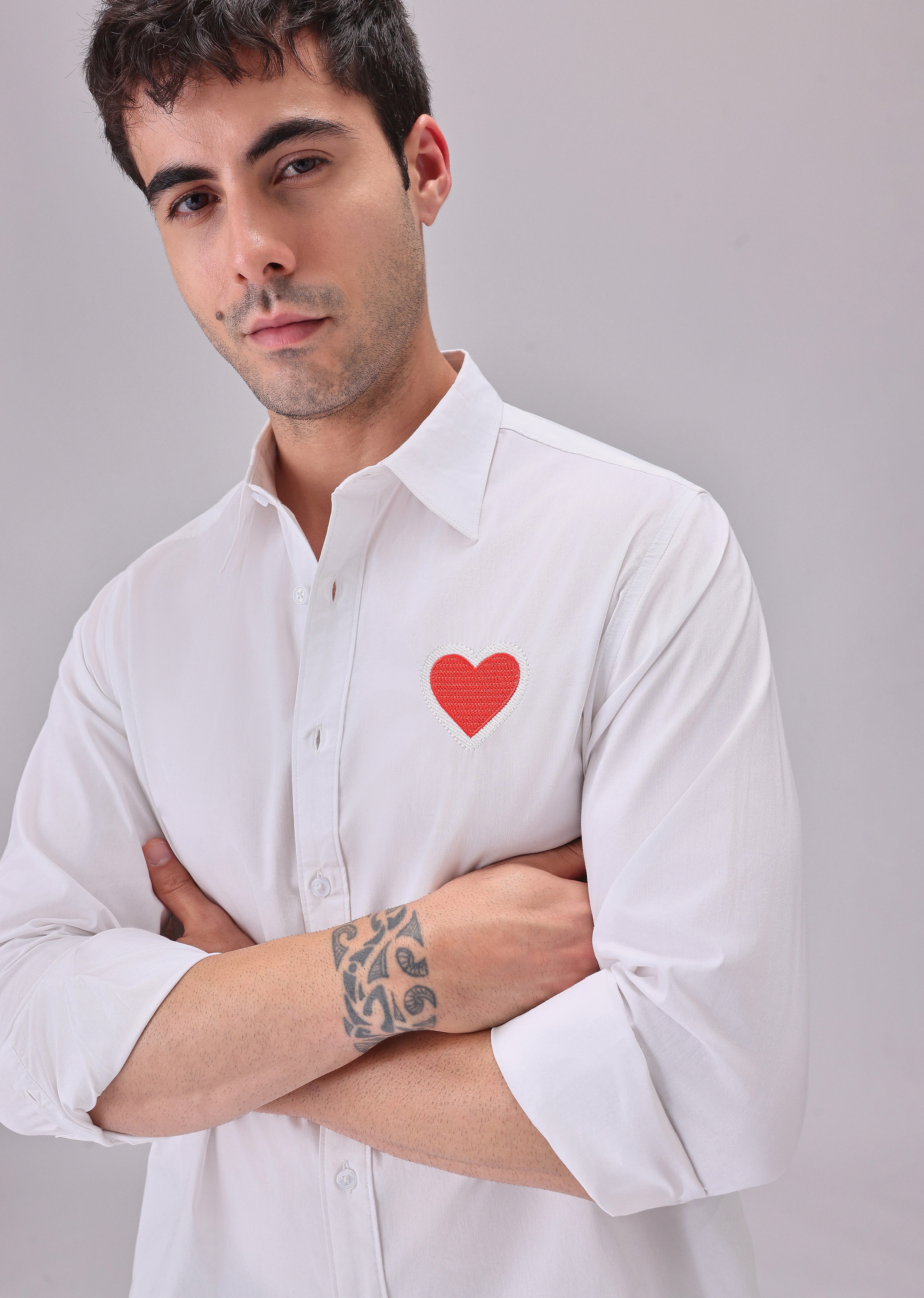 Valentine Heart White Designer Shirt