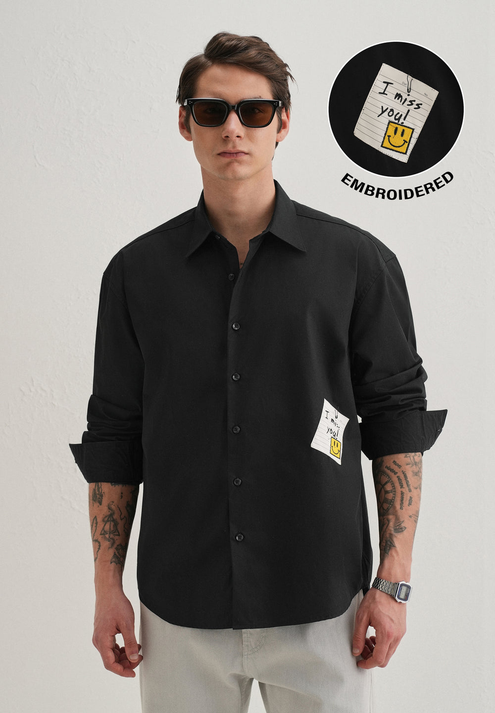 Black Valentine Note Cotton Shirt