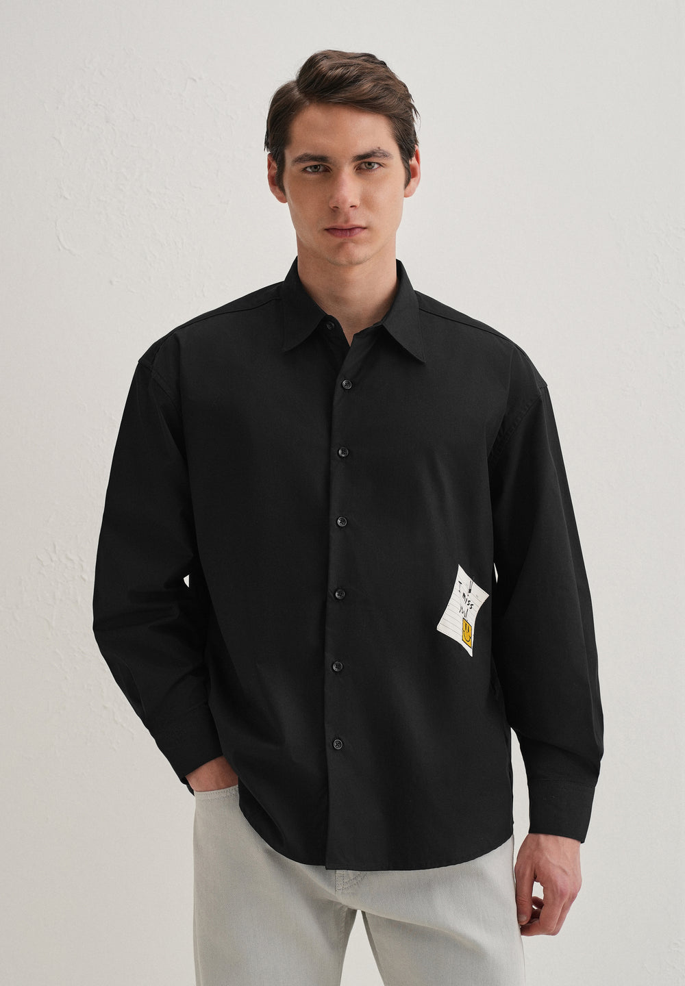 Black Valentine Note Cotton Shirt