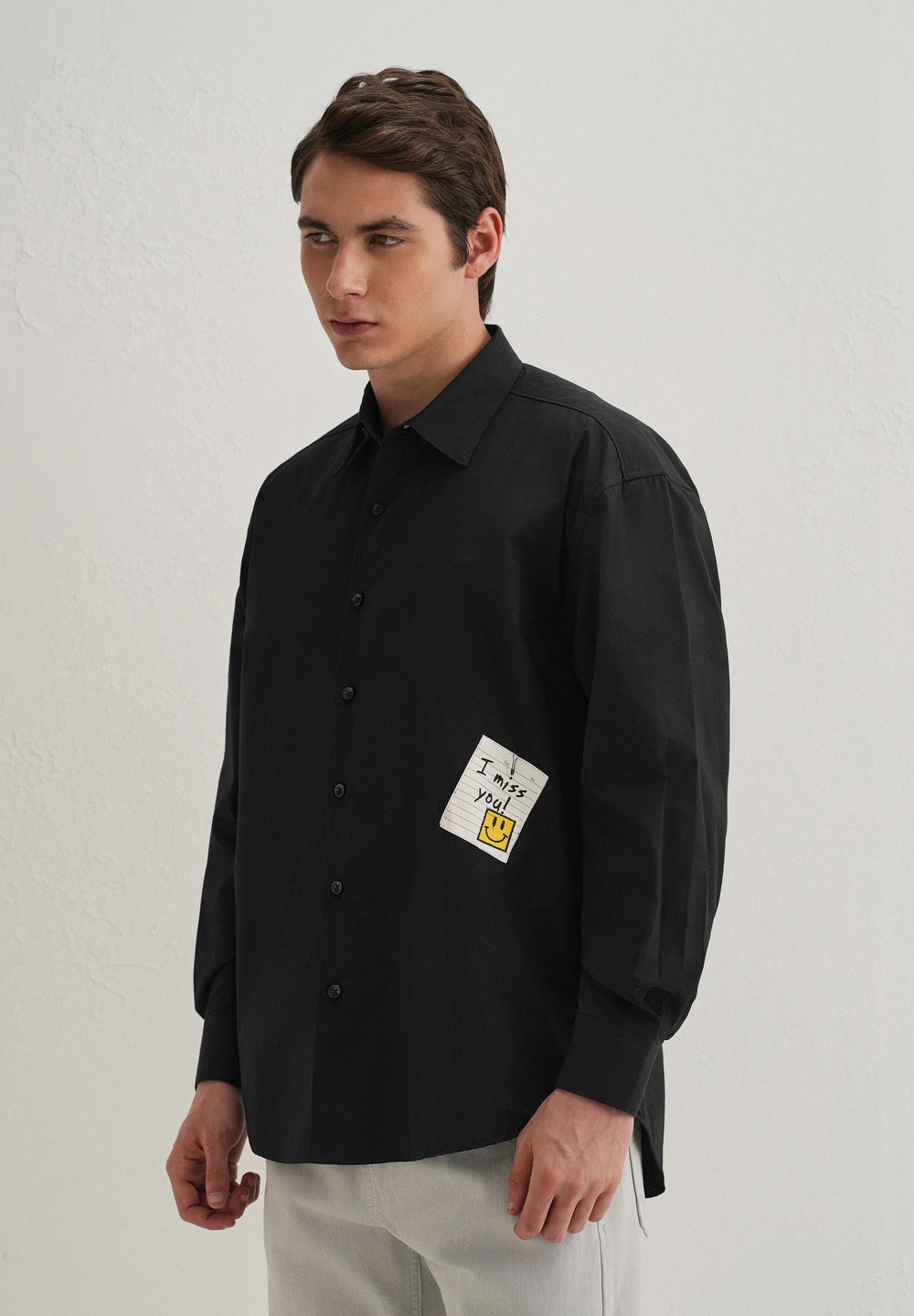 Black Valentine Note Cotton Shirt