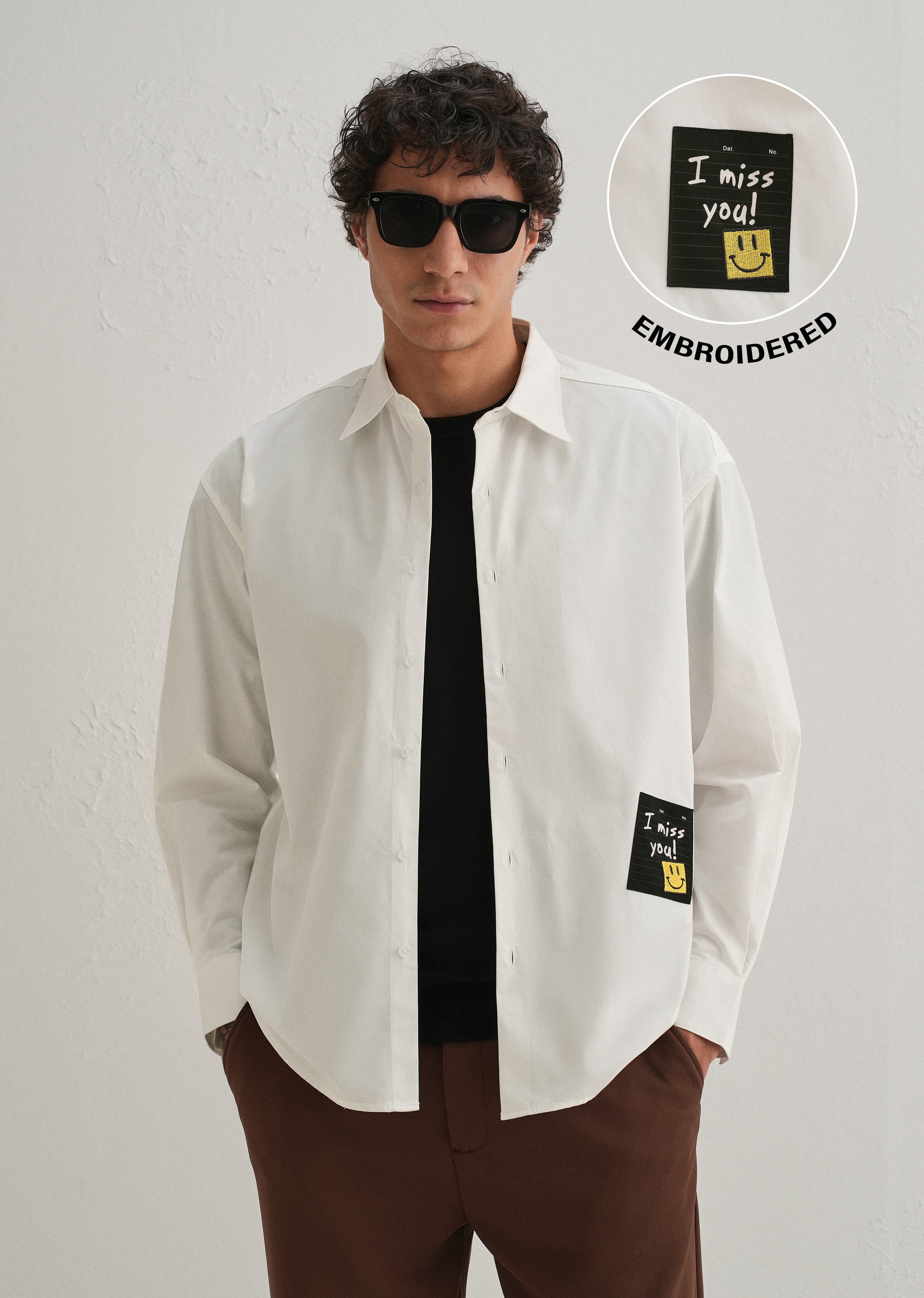 White Valentine Note Cotton Shirt