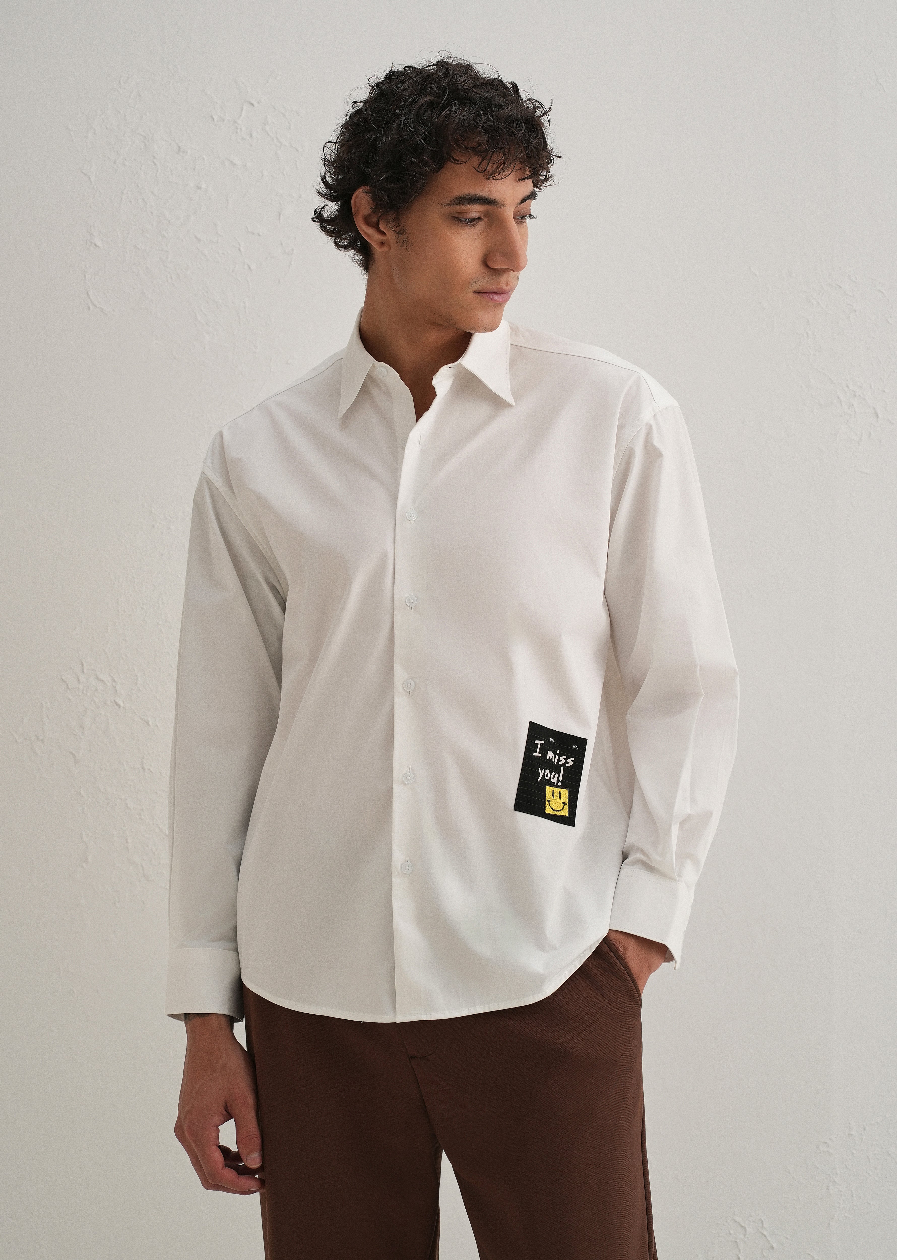 White Valentine Note Cotton Shirt