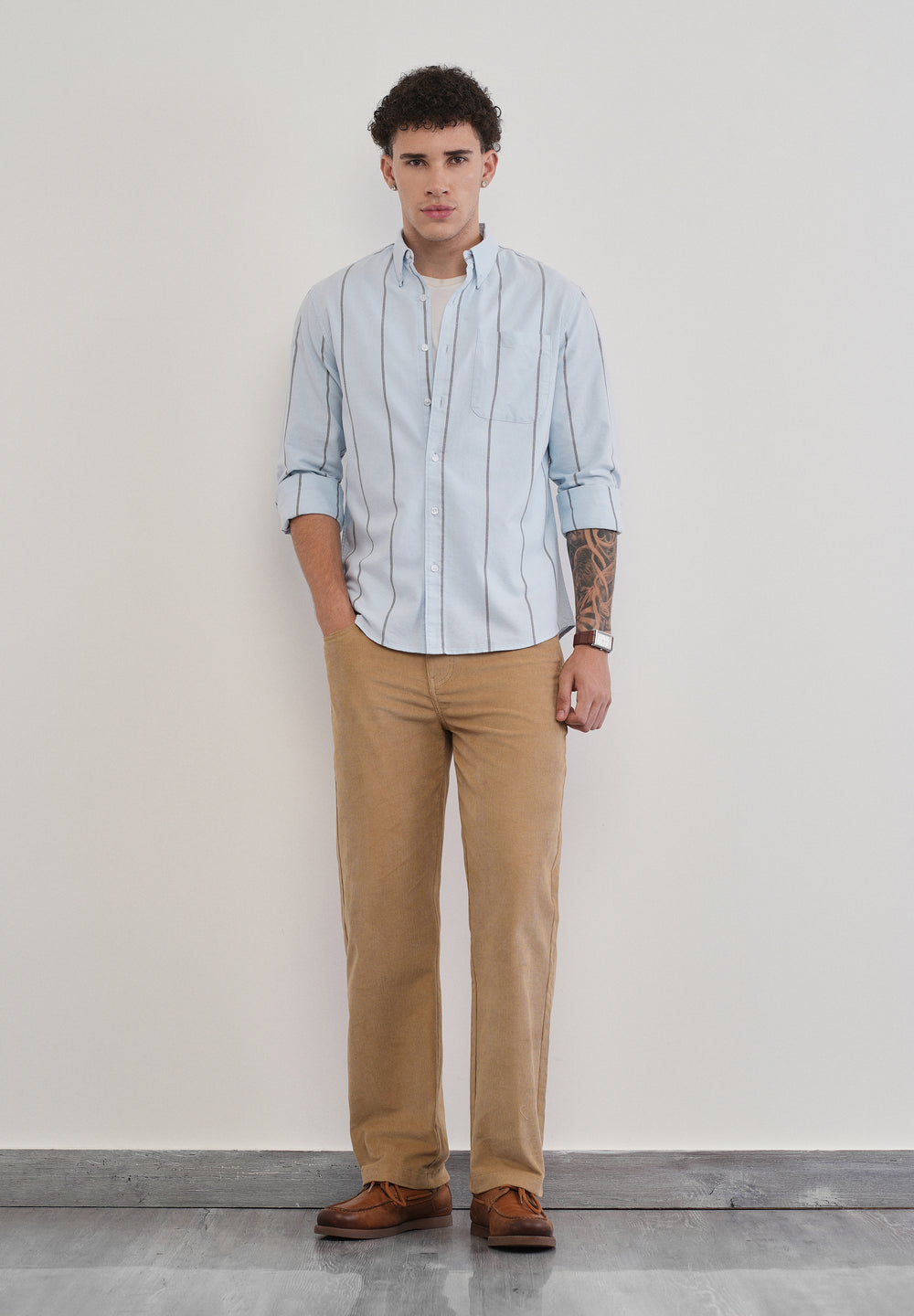 Vertical Stripe Blue Cotton Shirt