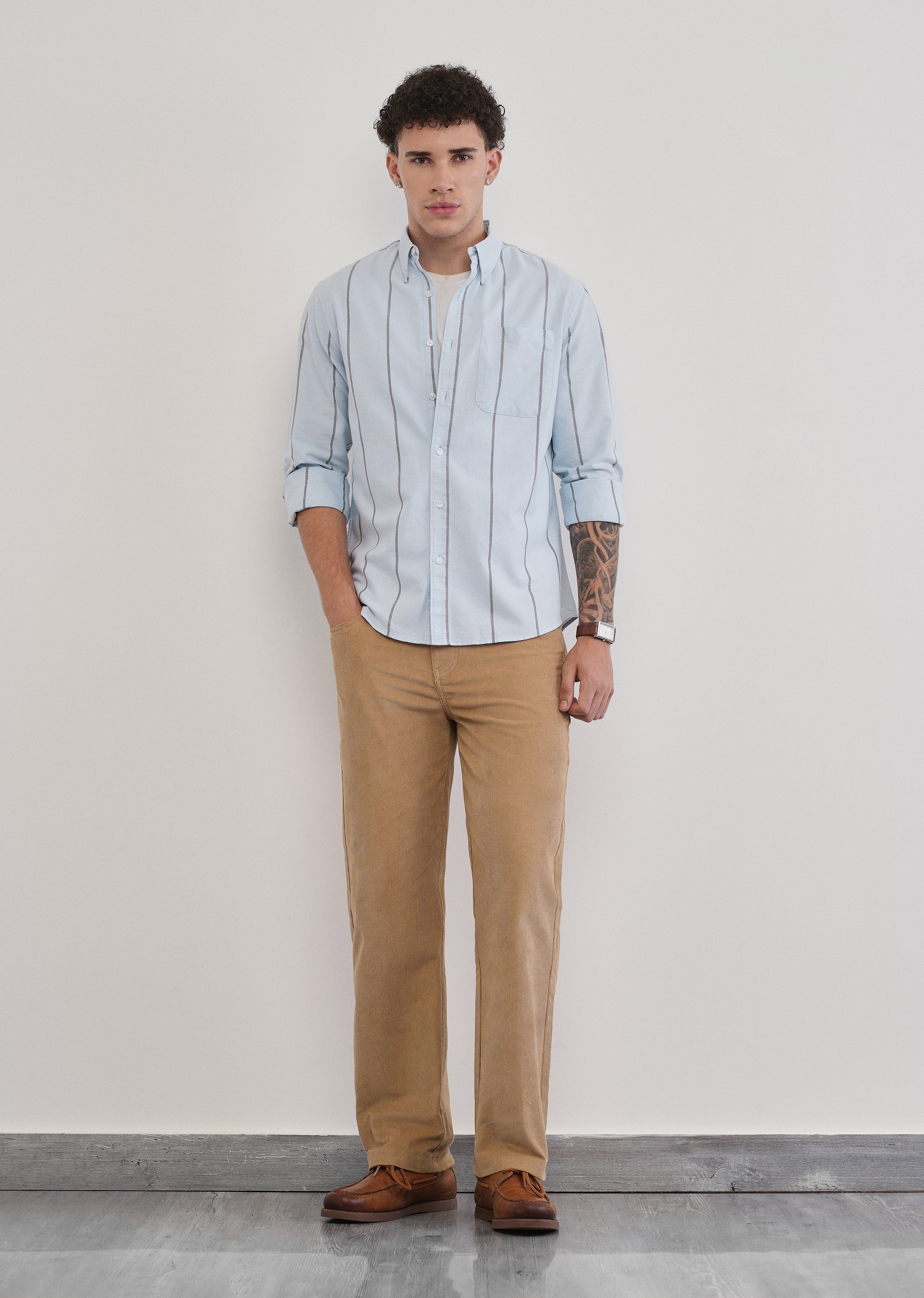 Vertical Stripe Blue Cotton Shirt