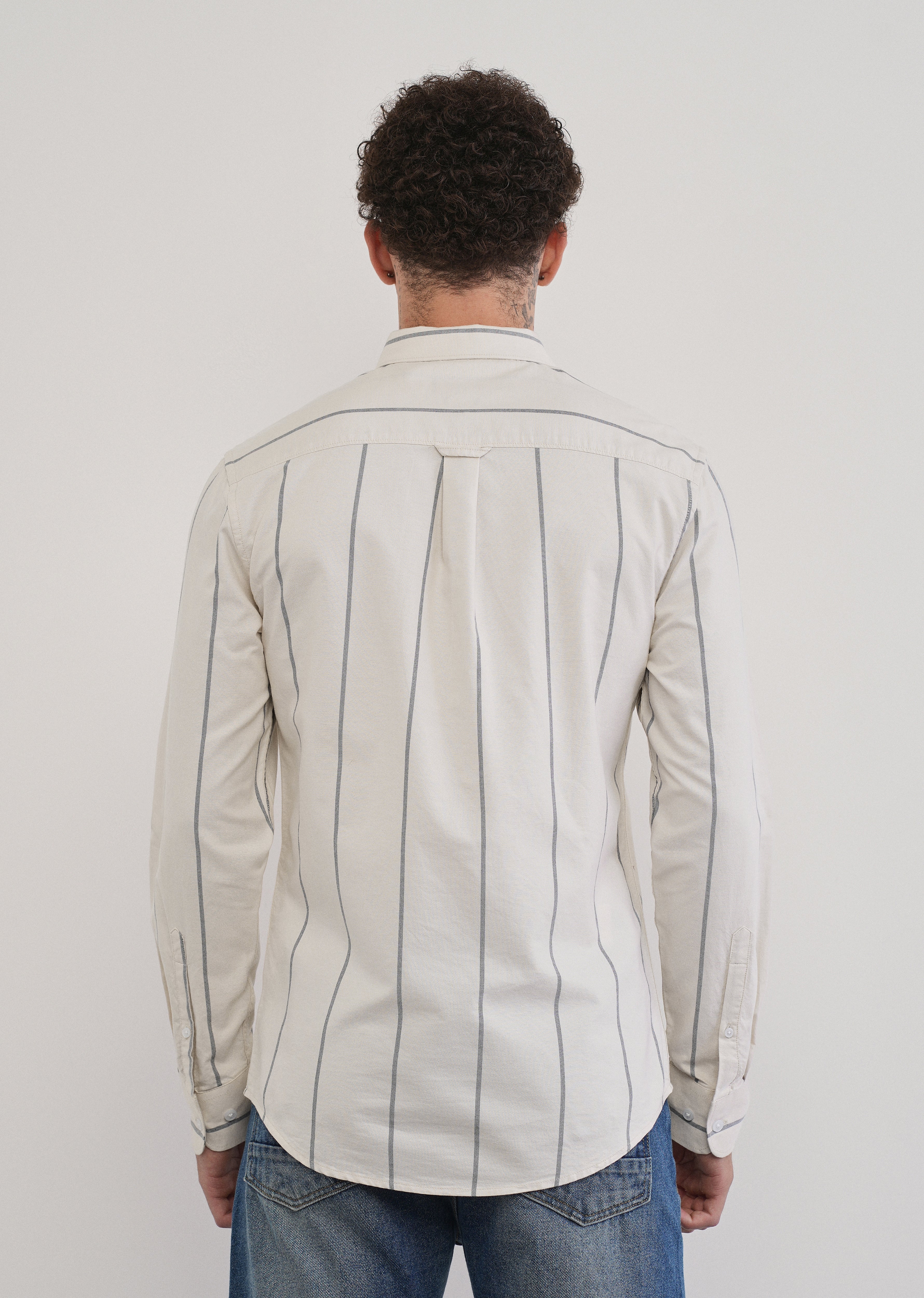 Vertical Stripe Ivory Cotton Shirt