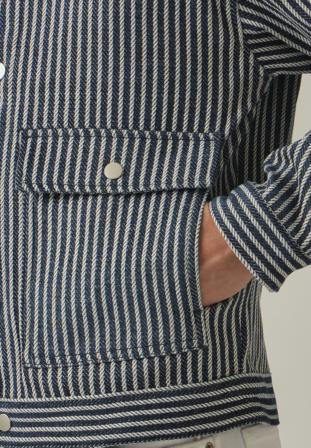 Vertical Striped Denim Jacquard Jacket
