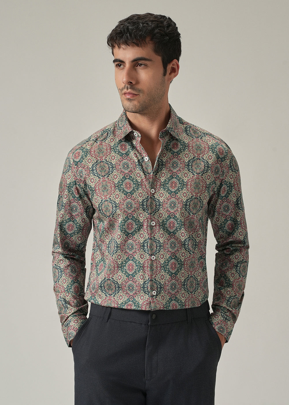 Vintage Pattern Print Shirt