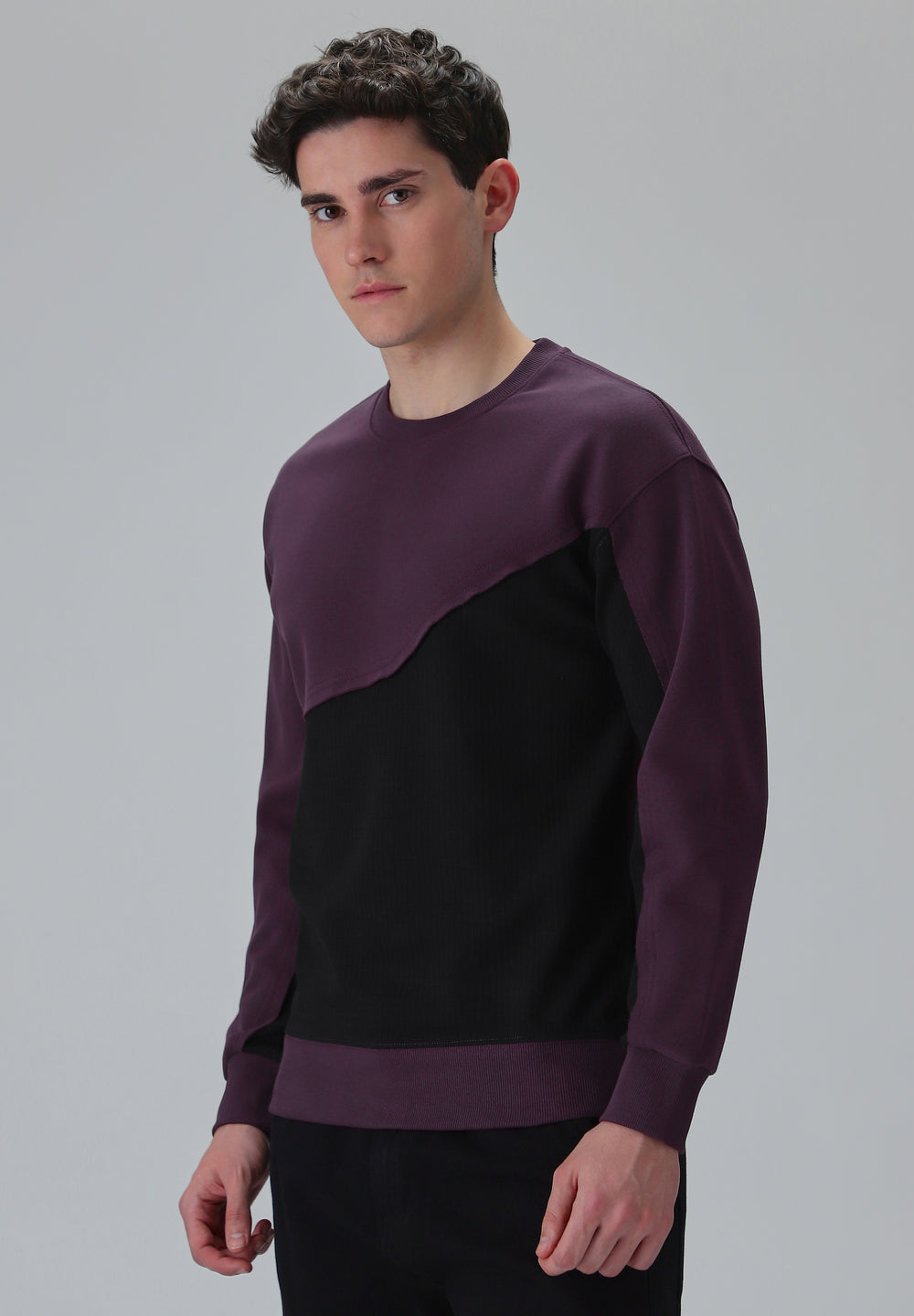 Violet Black Colorblock Sweatshirt