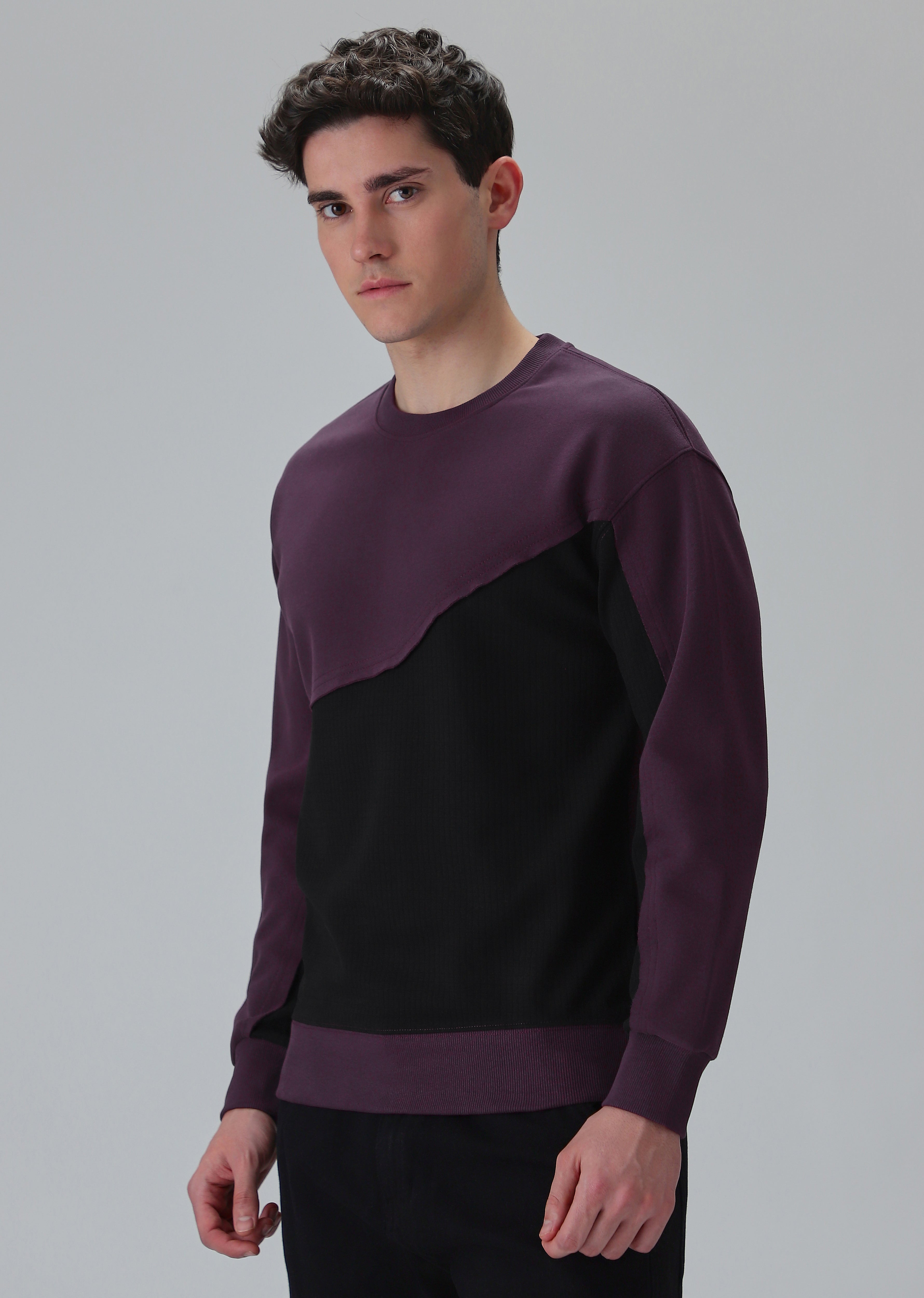 Violet Black Colorblock Sweatshirt