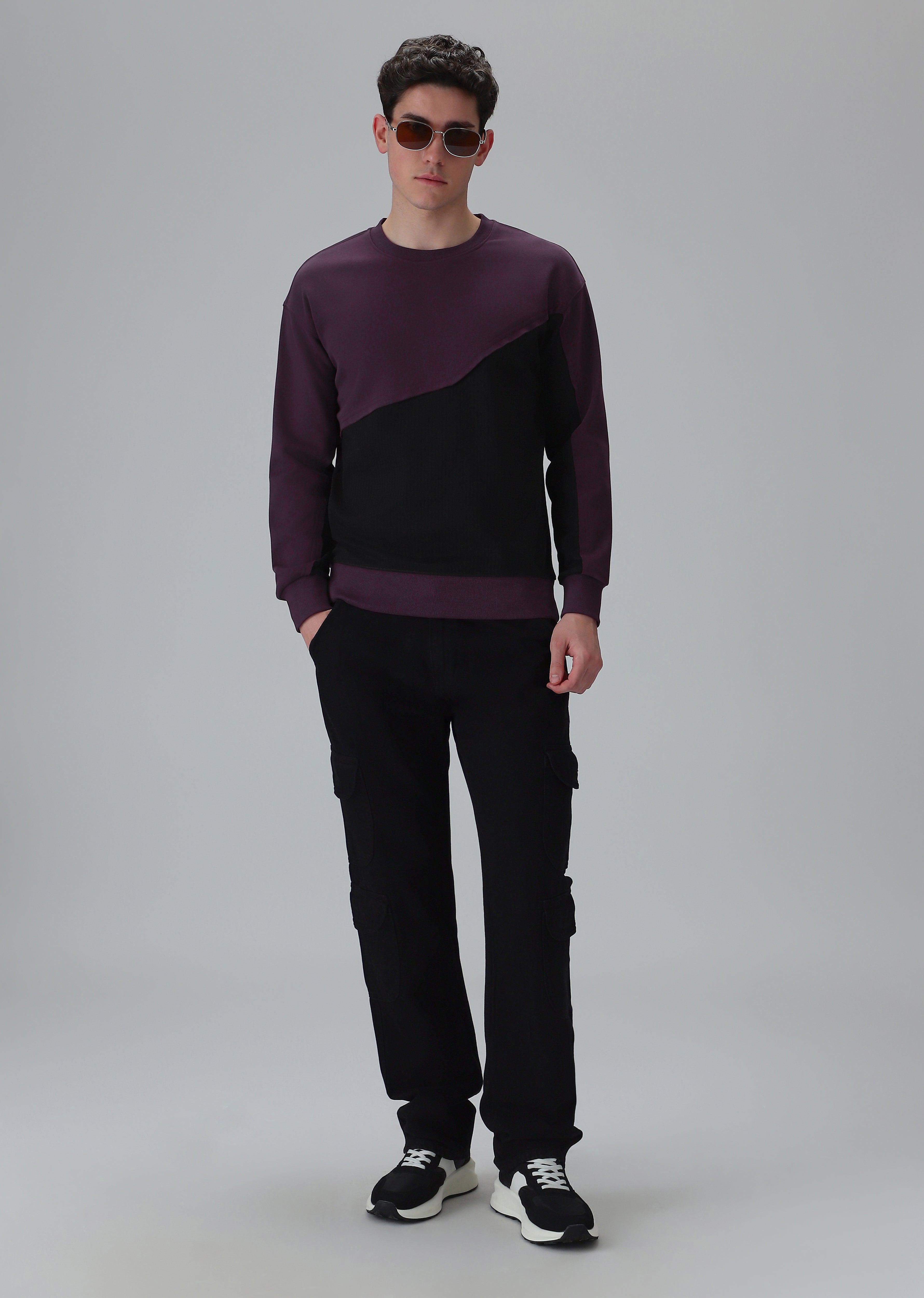 Violet Black Colorblock Sweatshirt