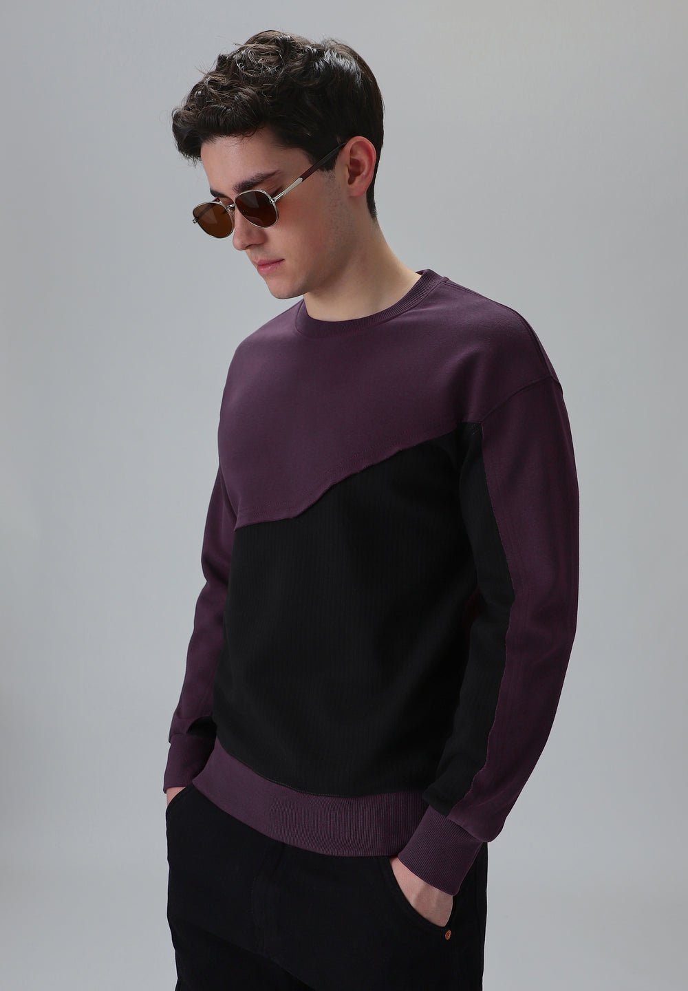 Violet Black Colorblock Sweatshirt