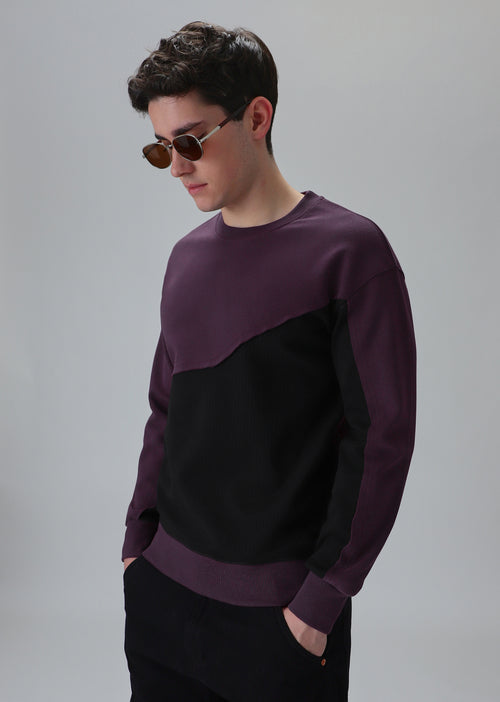 Violet Black Colorblock Sweatshirt