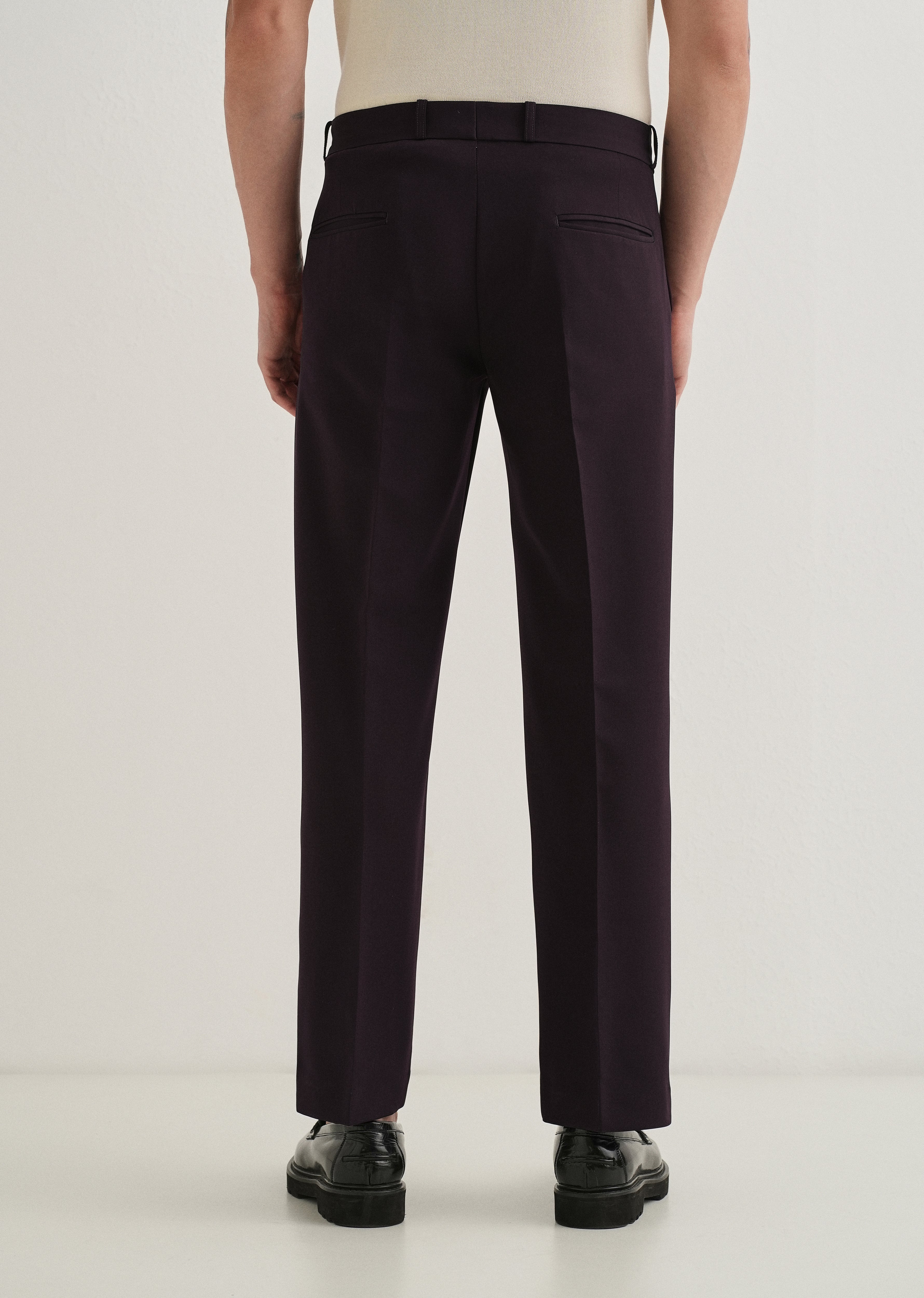 Violet Button-Tab Pleat Trouser