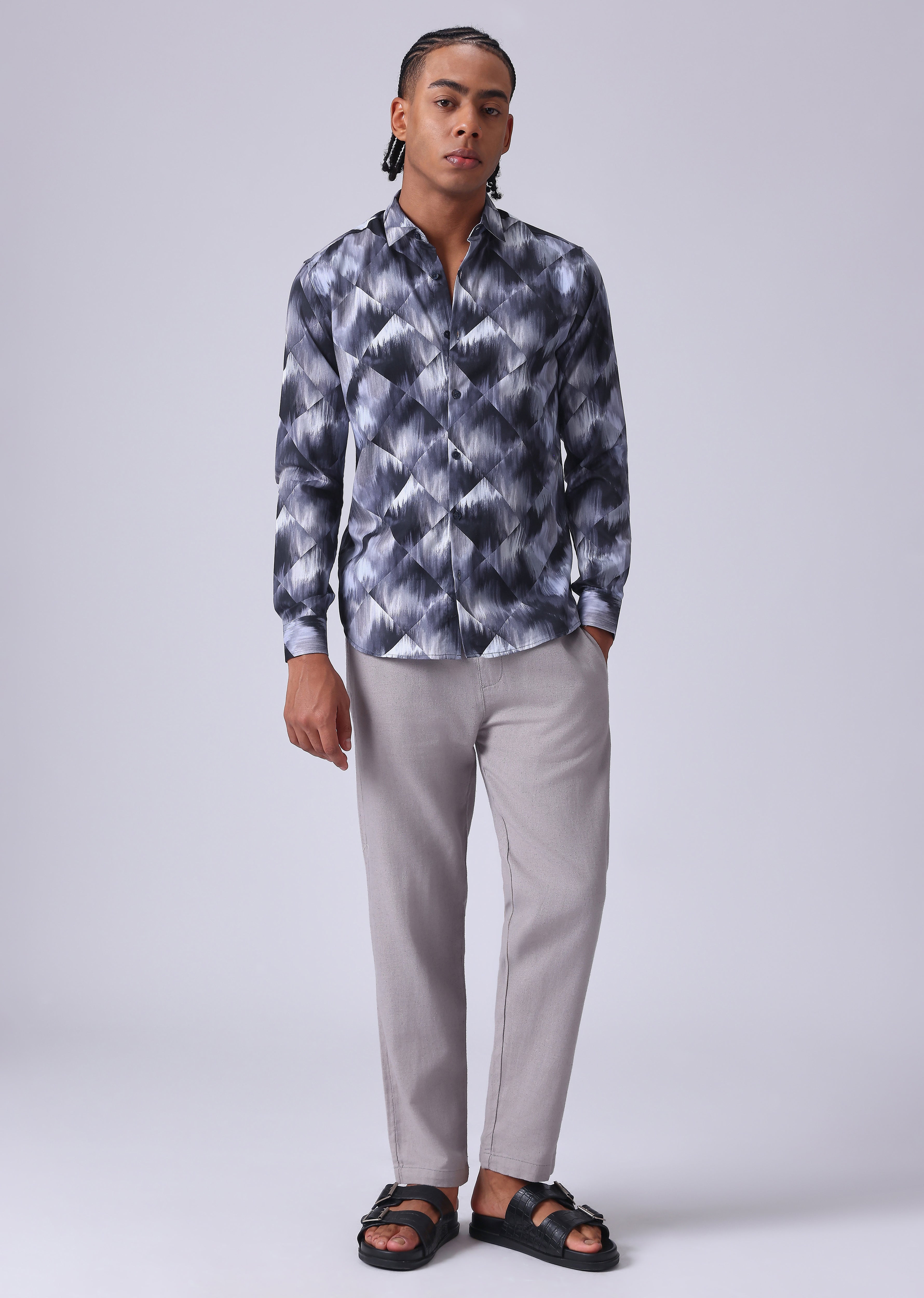 Violet Geometric Print Shirt