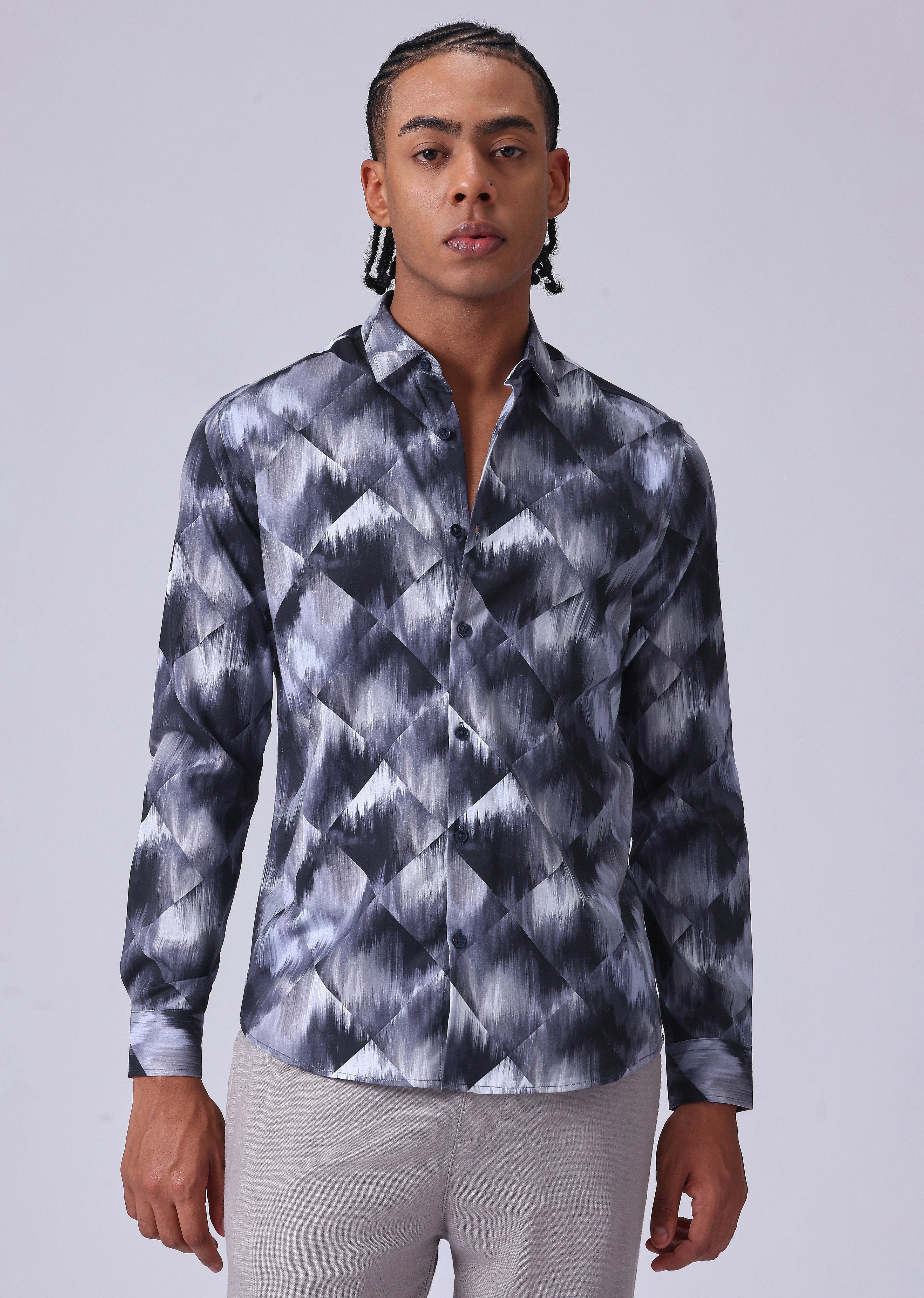 Violet Geometric Print Shirt