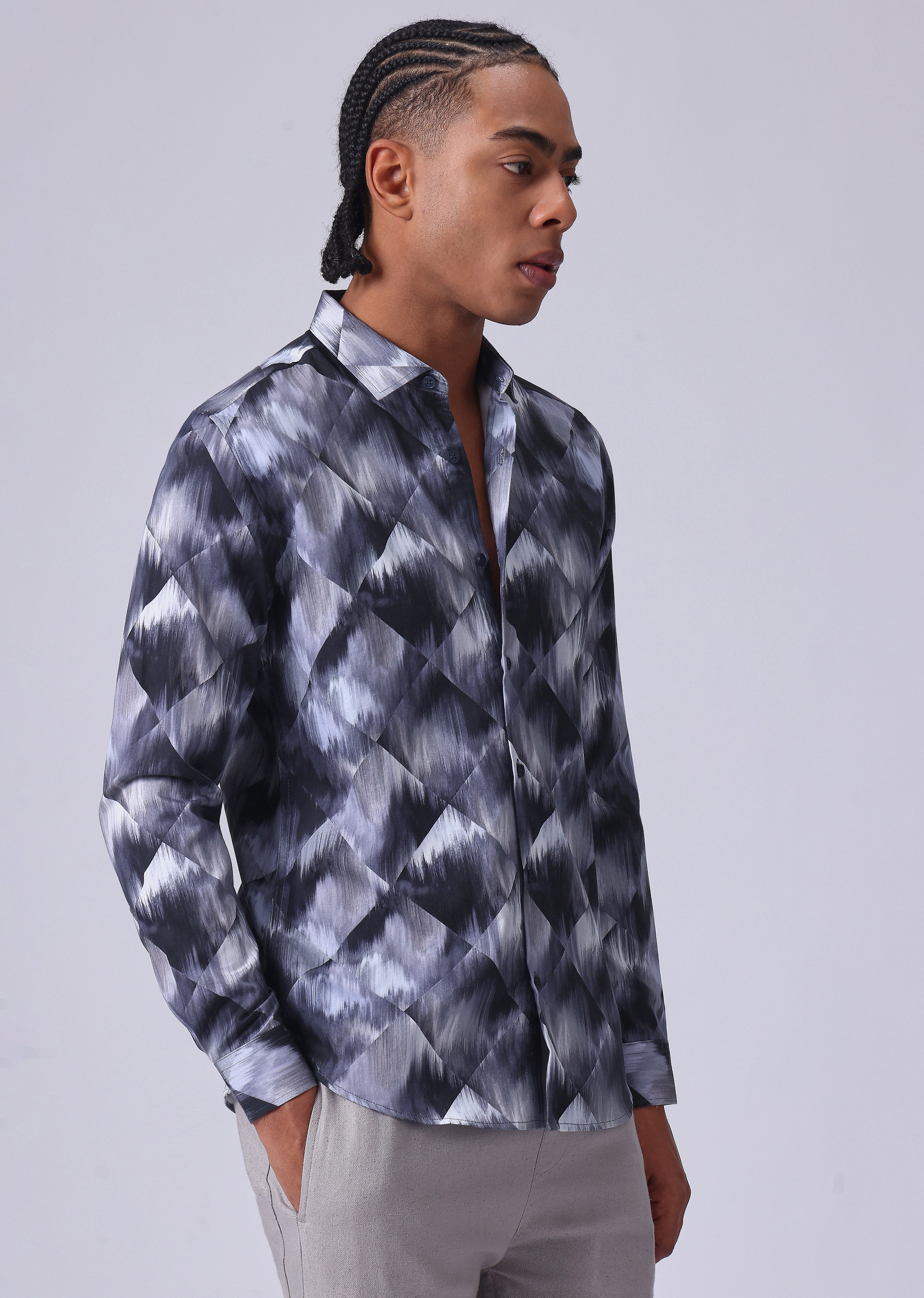 Violet Geometric Print Shirt