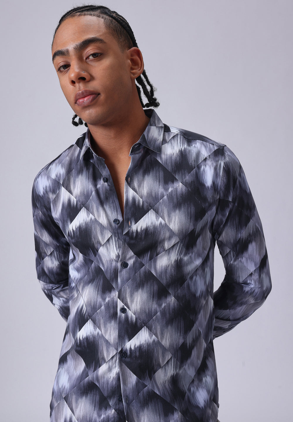 Violet Geometric Print Shirt