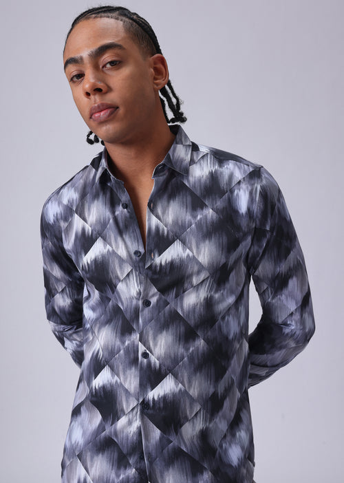 Violet Geometric Print Shirt