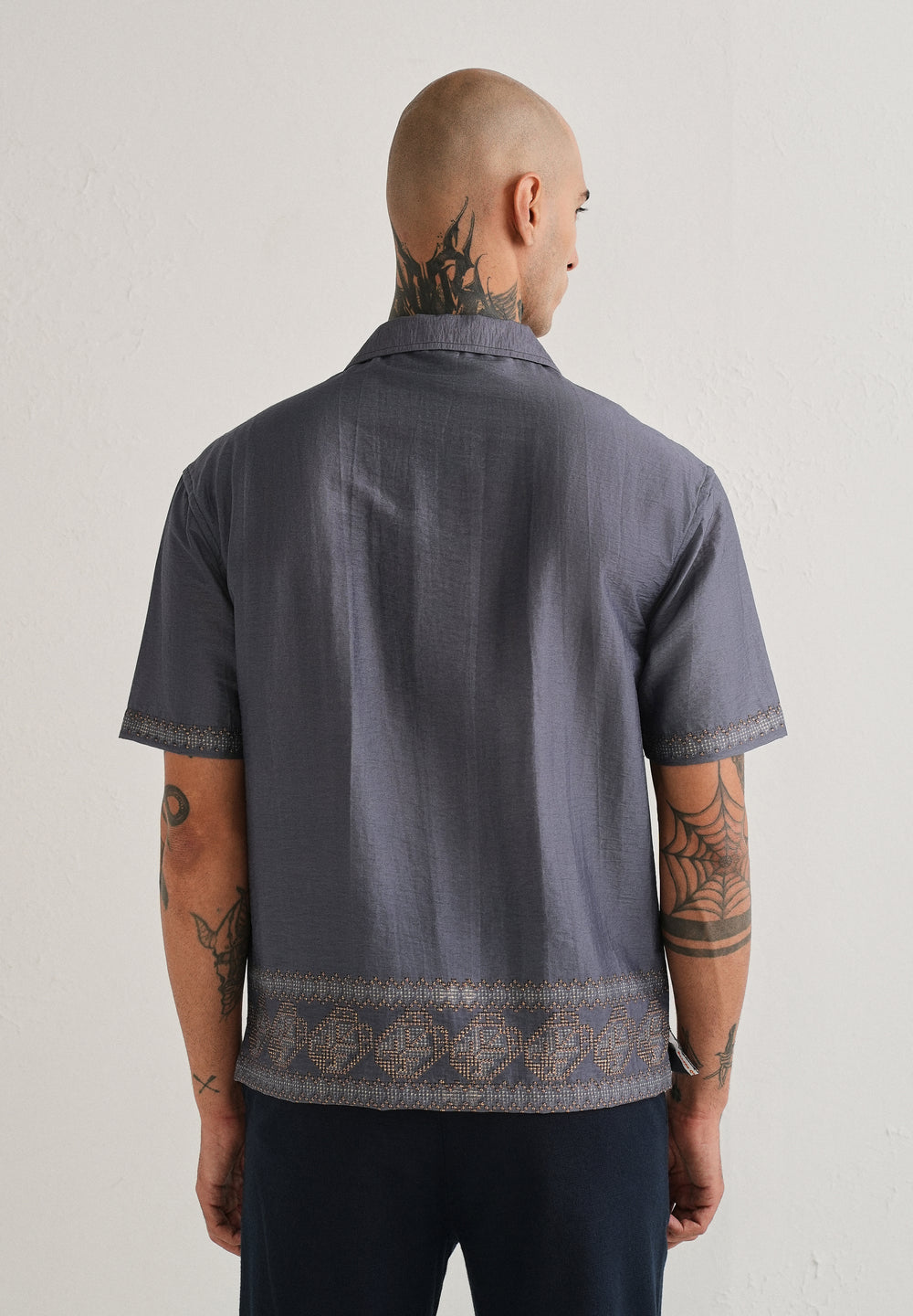 Violet Panel Placement Print Shirt
