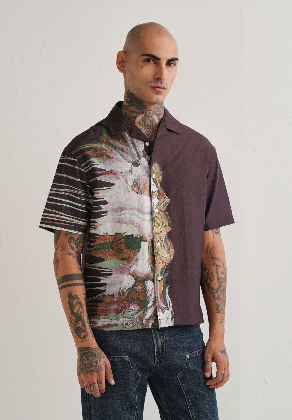 Violet Placement Print Shirt