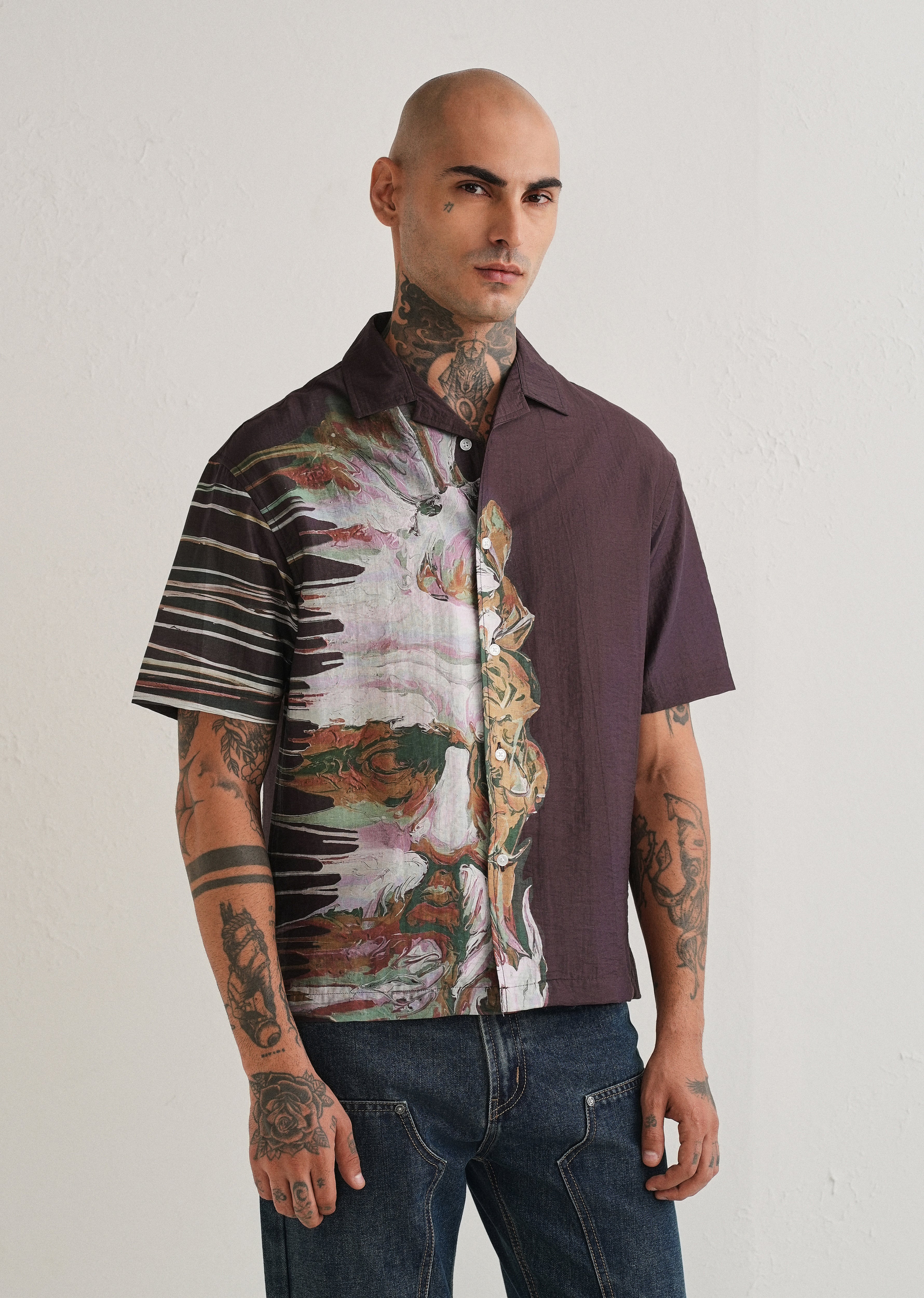 Violet Placement Print Shirt