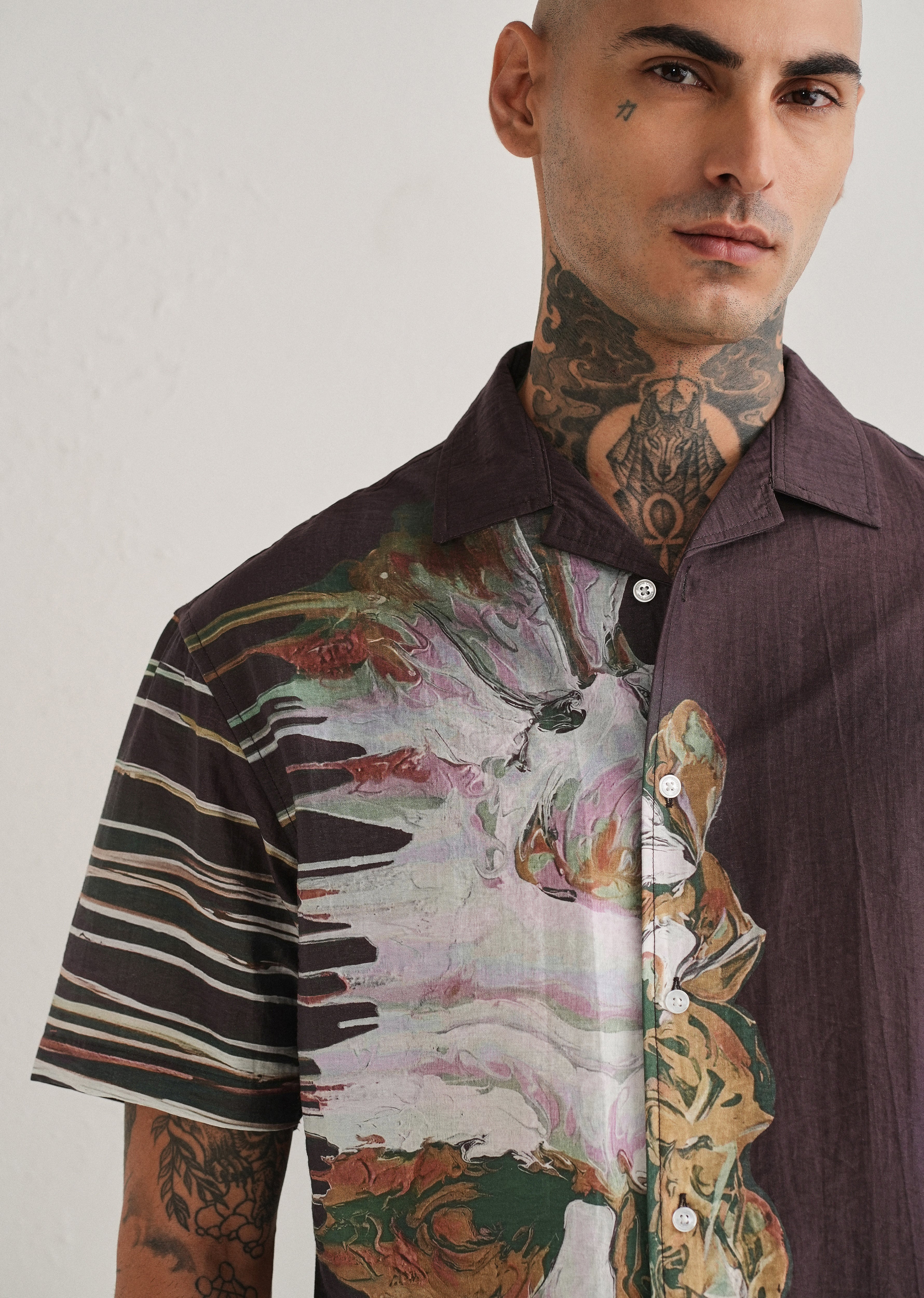 Violet Placement Print Shirt