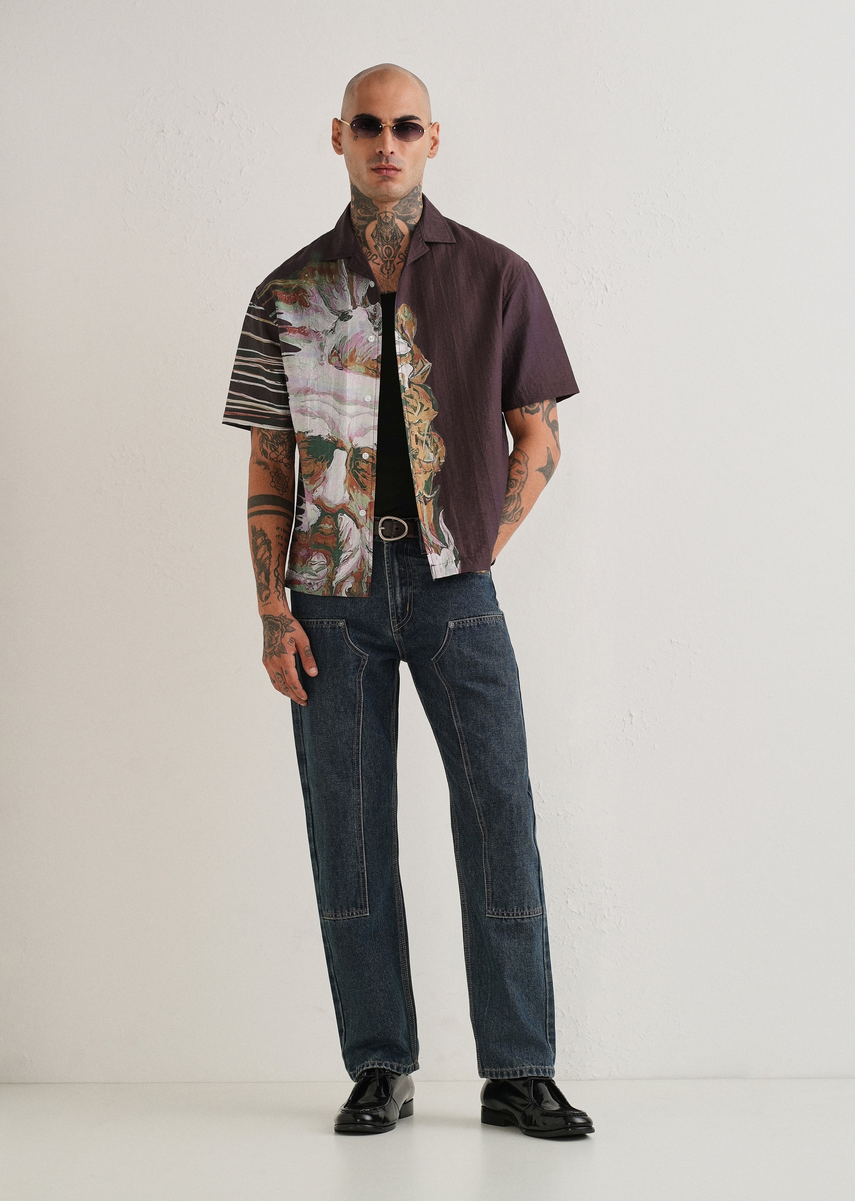 Violet Placement Print Shirt