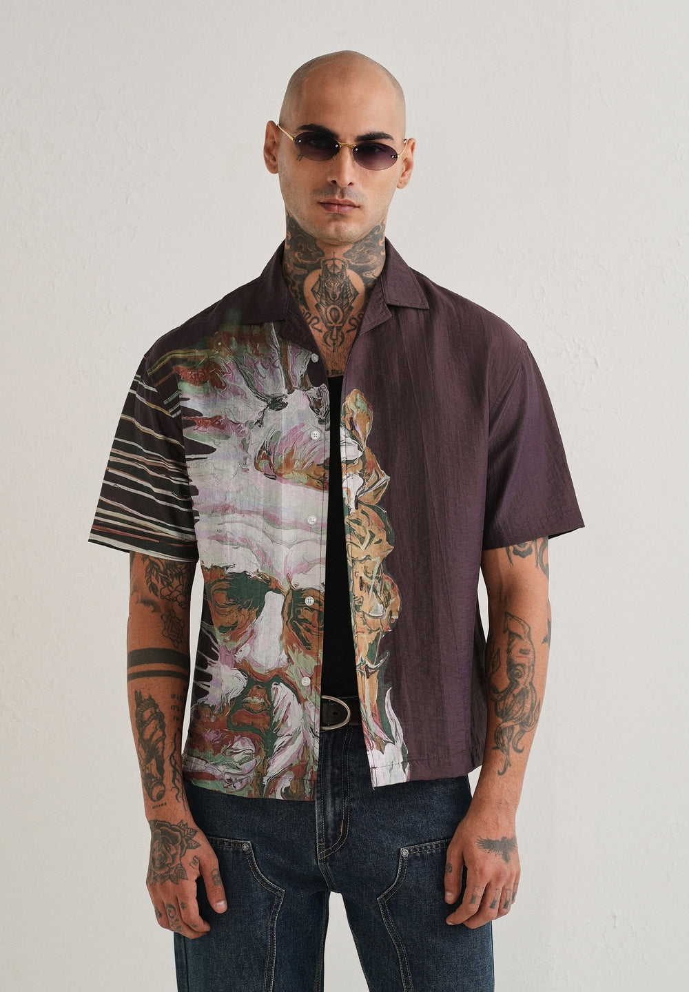 Violet Placement Print Shirt