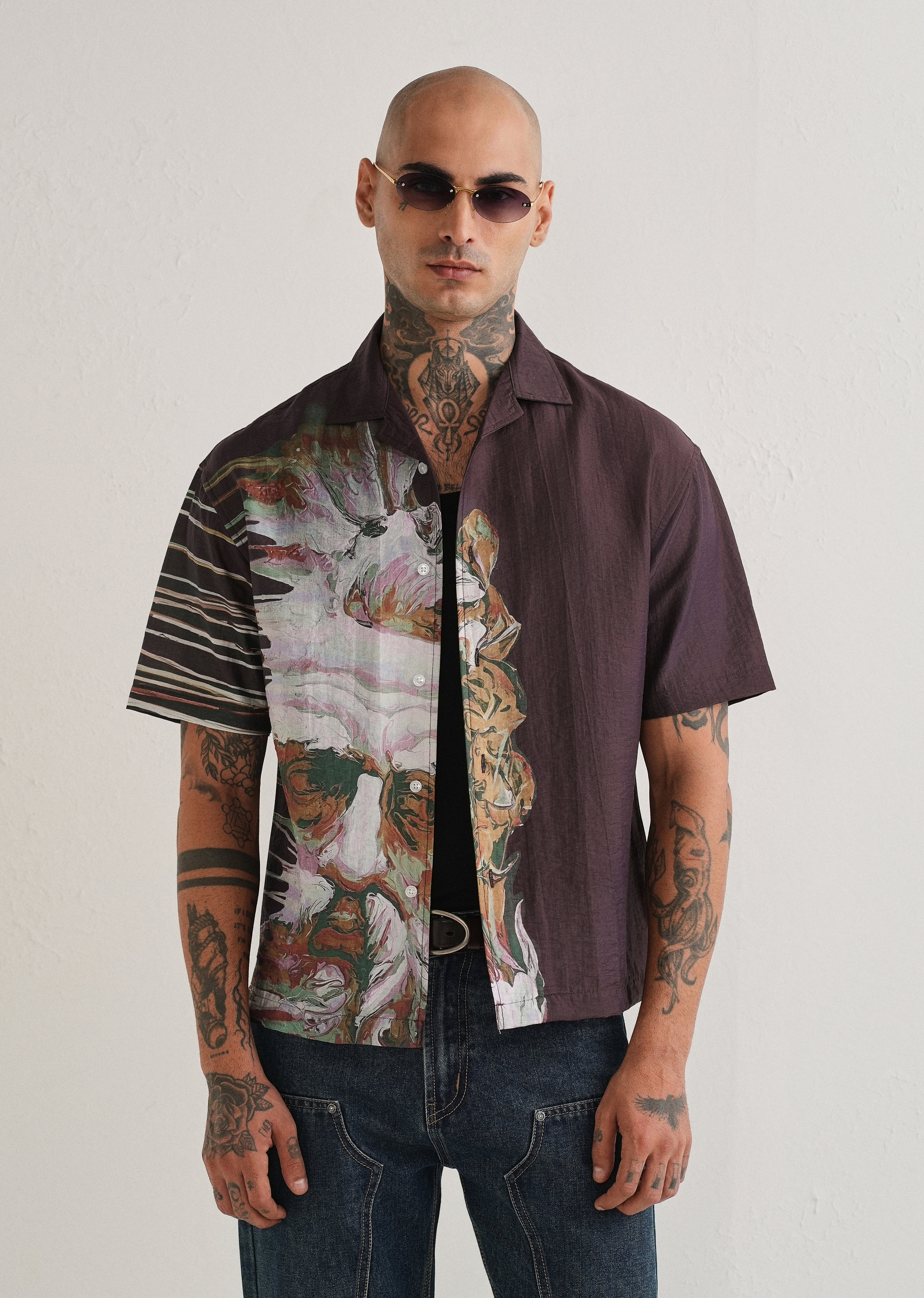 Violet Placement Print Shirt
