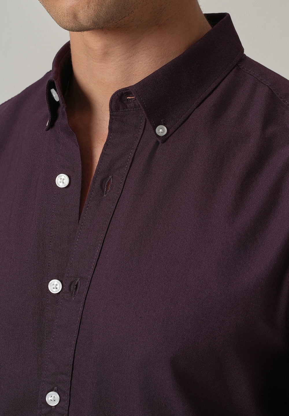 Violet Plain Elbow Patch Oxford Shirt