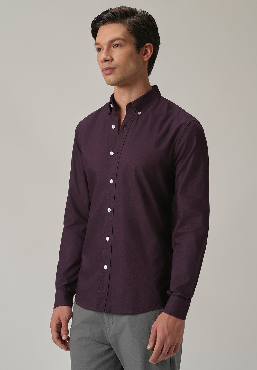 Violet Plain Elbow Patch Oxford Shirt