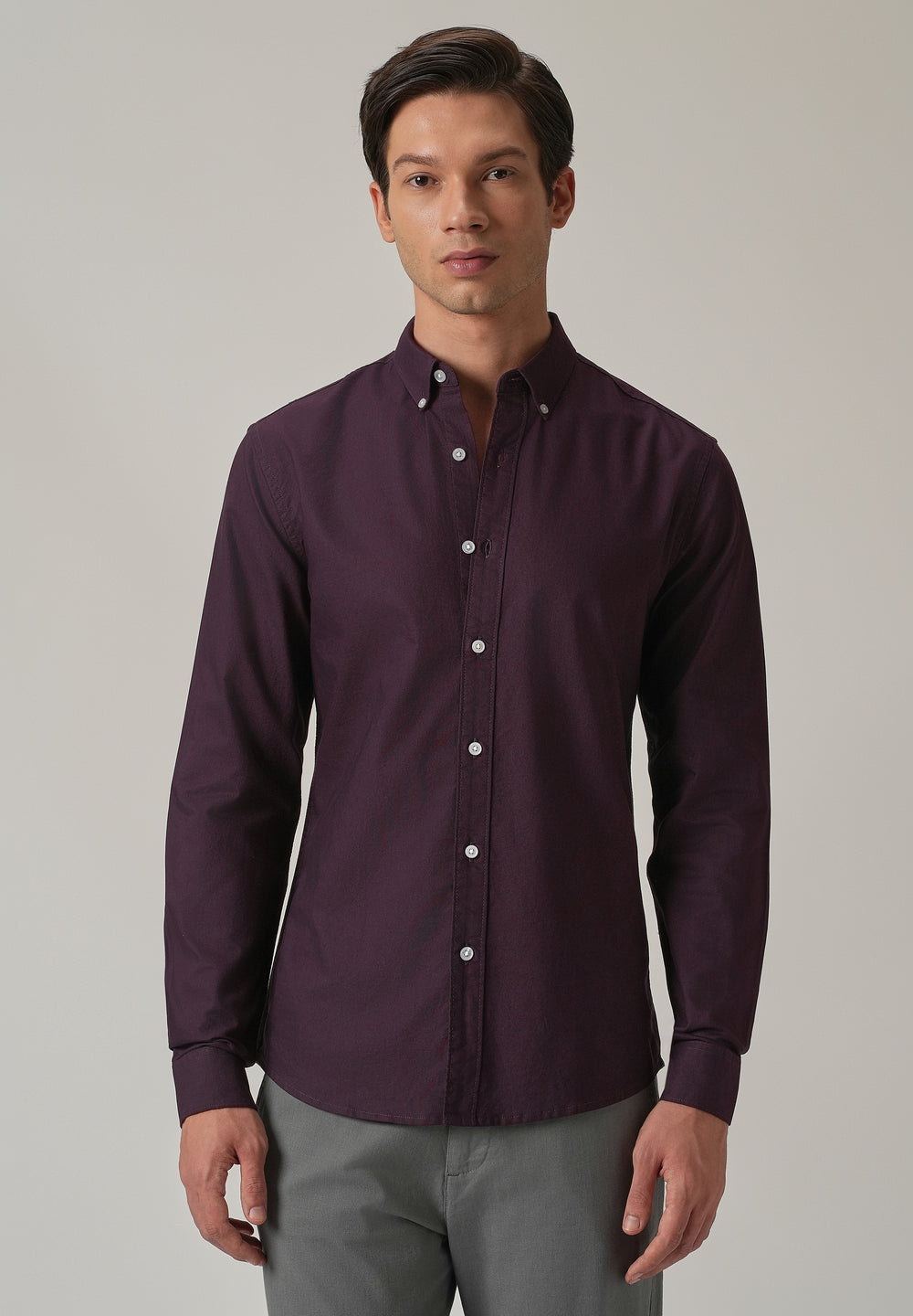 Violet Plain Elbow Patch Oxford Shirt