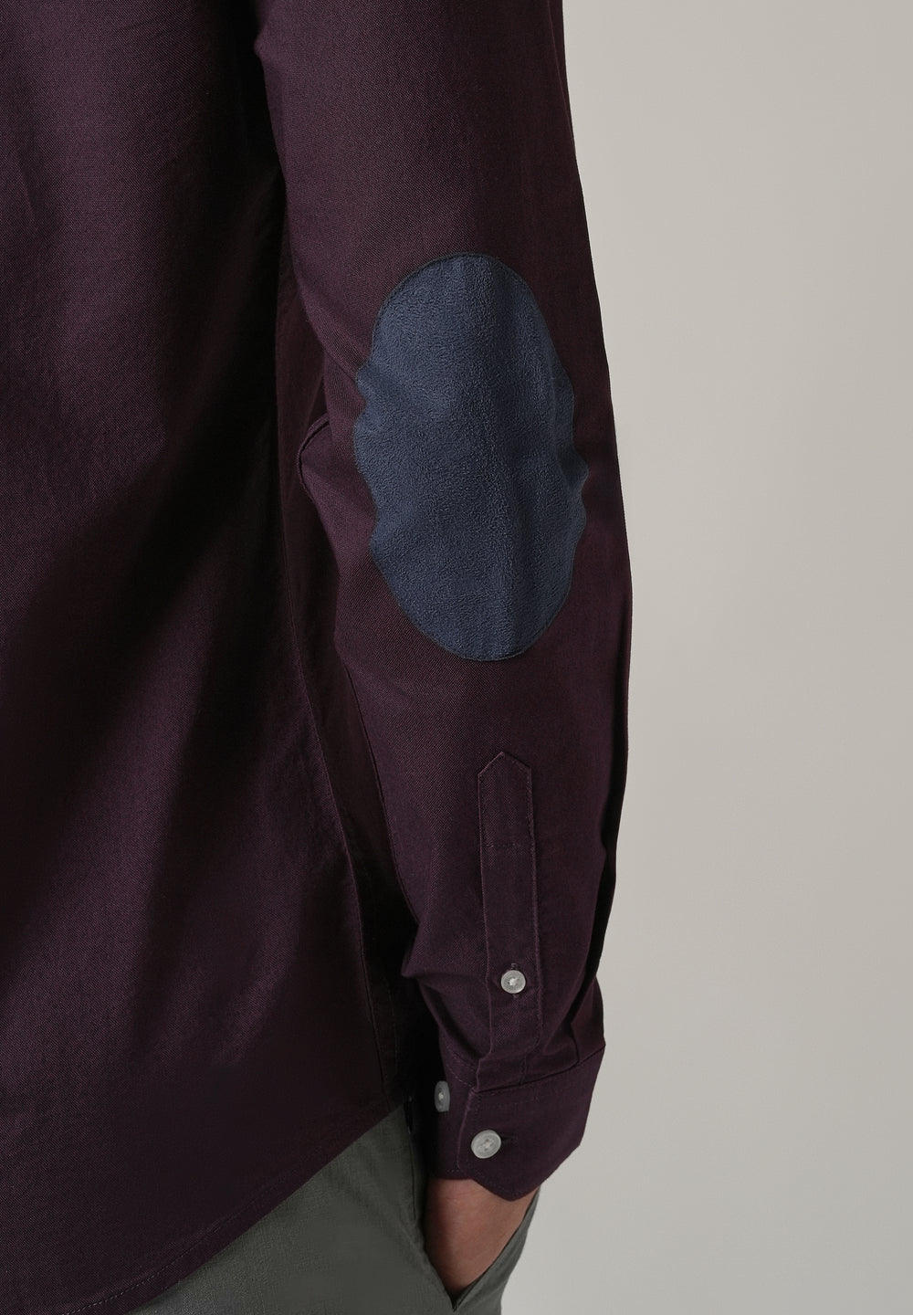 Violet Plain Elbow Patch Oxford Shirt