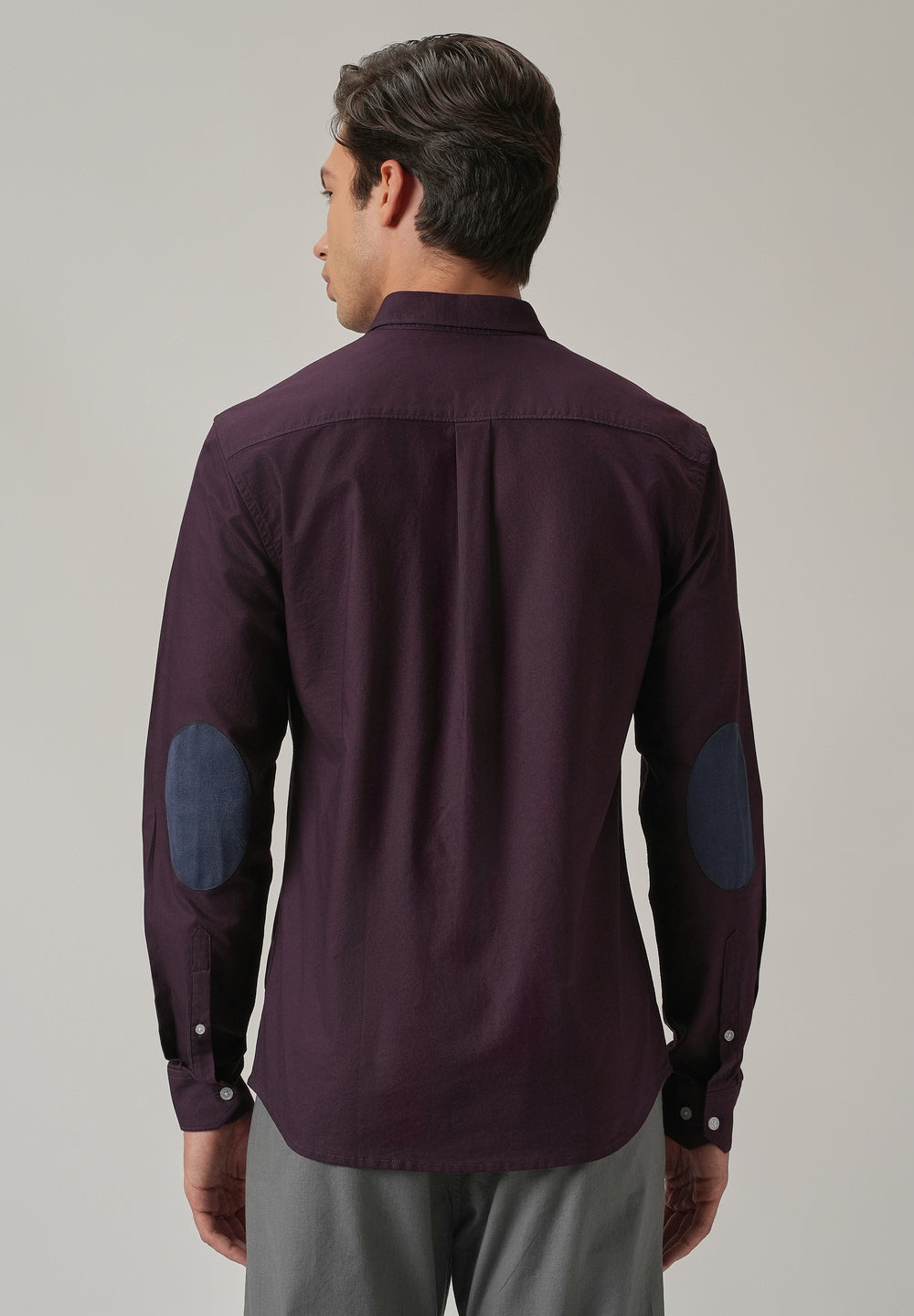 Violet Plain Elbow Patch Oxford Shirt