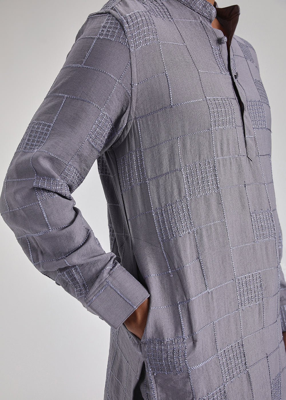 Violet Self Embroidered Kurta